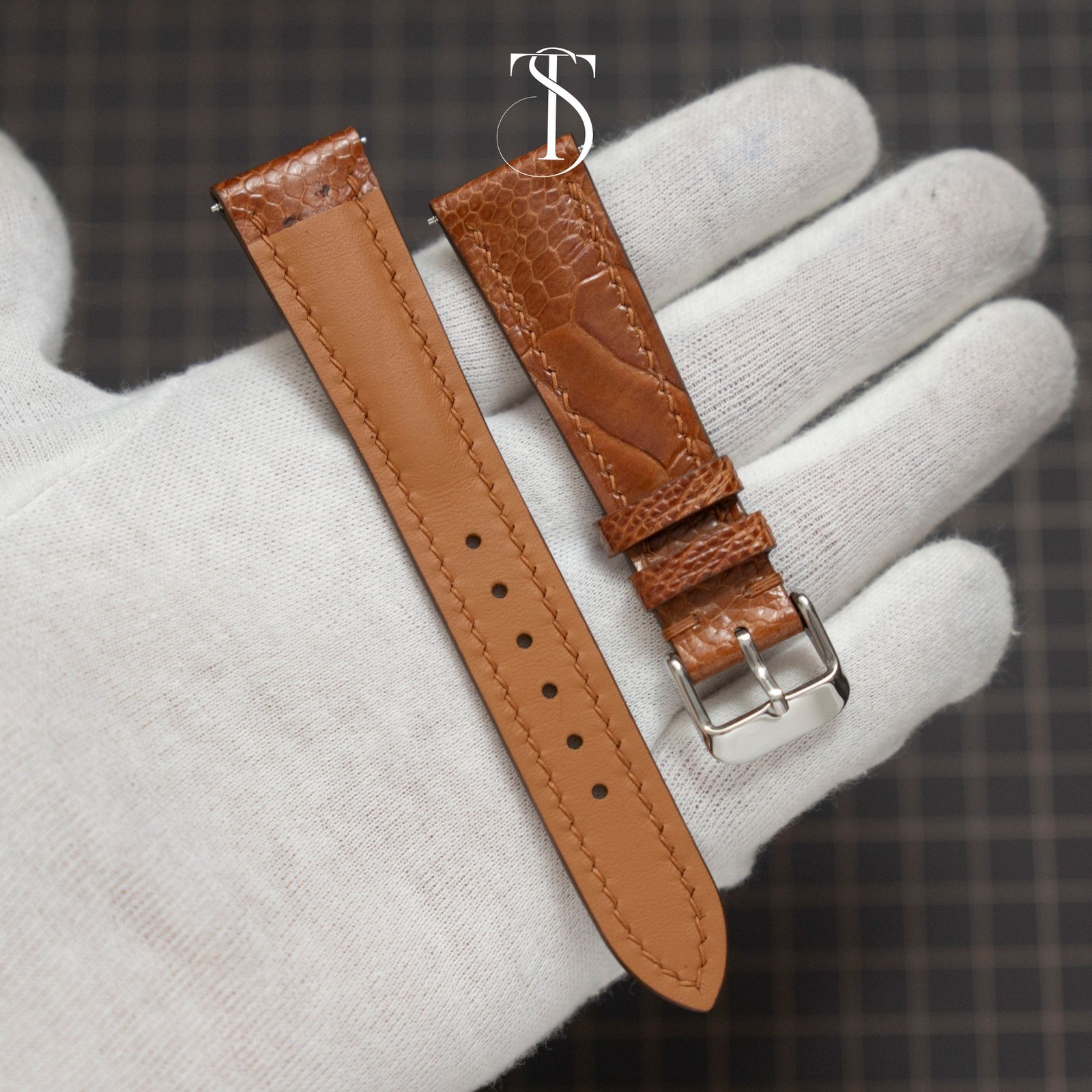 Light Brown Ostrich Leg Strap 2 Custom