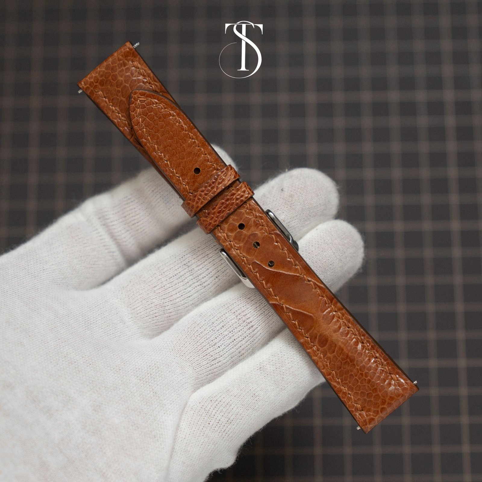 Light Brown Ostrich Leg Strap 3 Custom