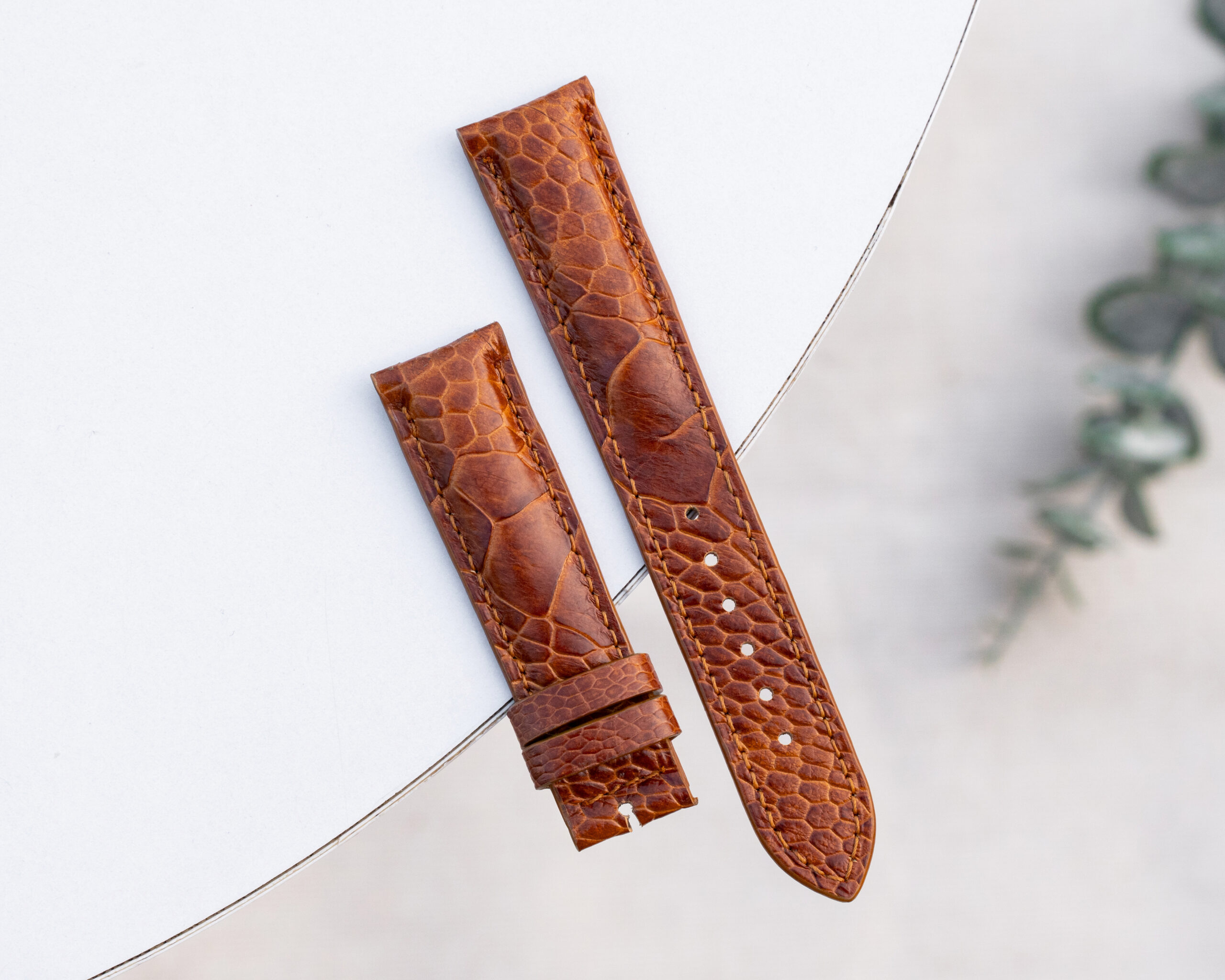 light brown ostrich leather watch strap