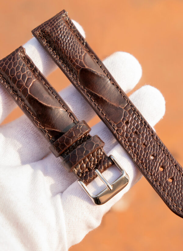 dark brown ostrich leather watch strap