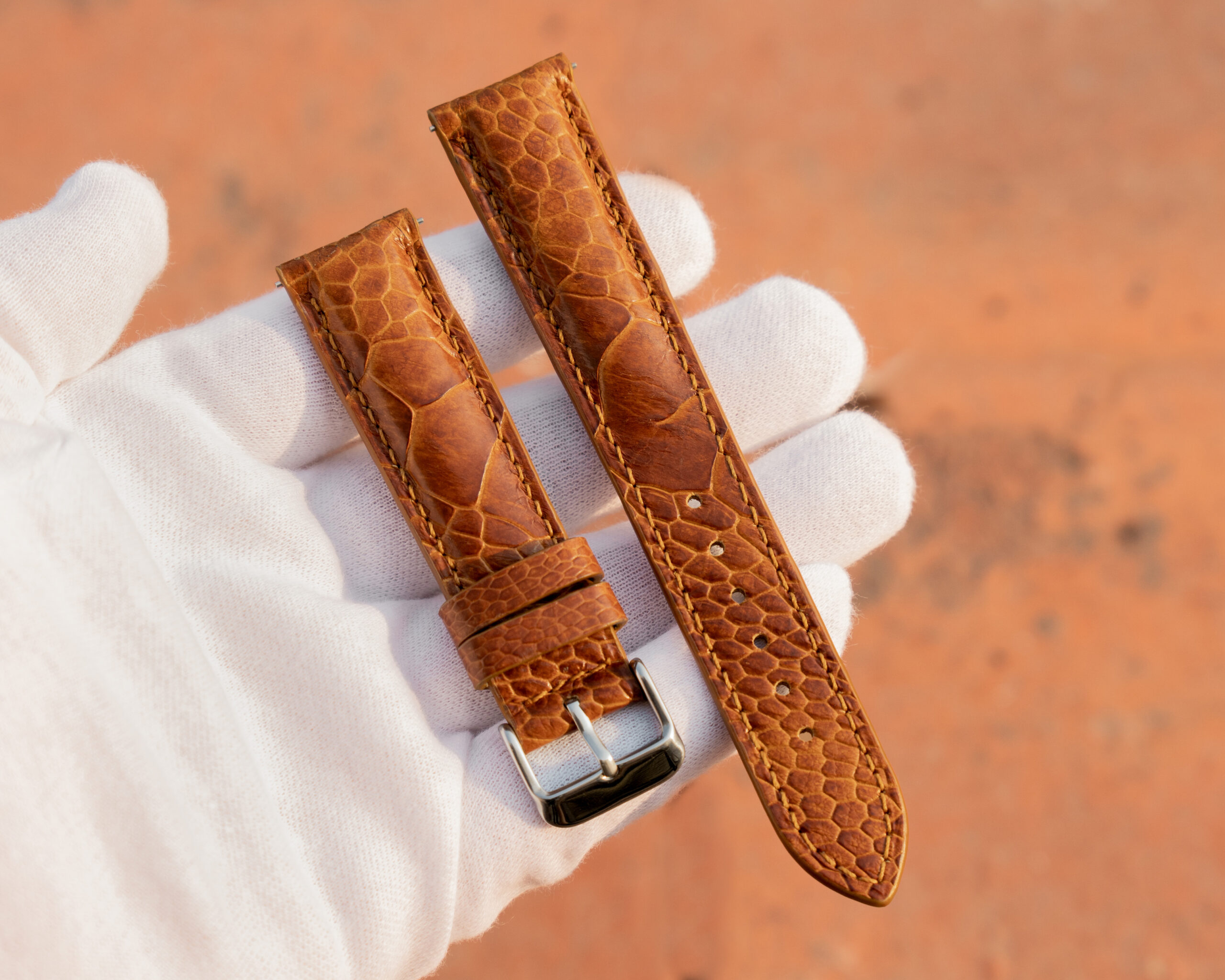 light brown ostrich leather watch strap