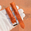 orange ostrich leather watch strap