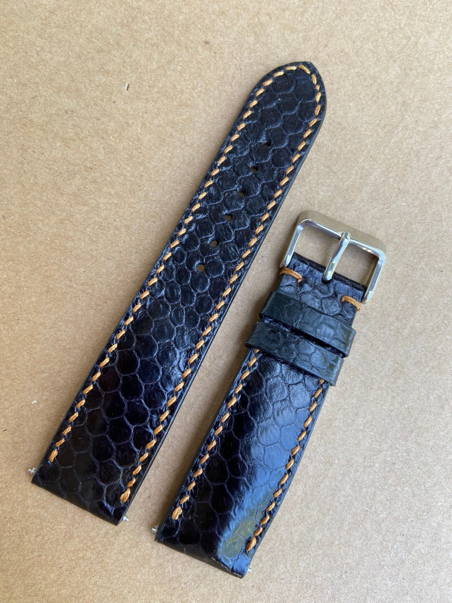 Black Snake Leather Watch Strap 1