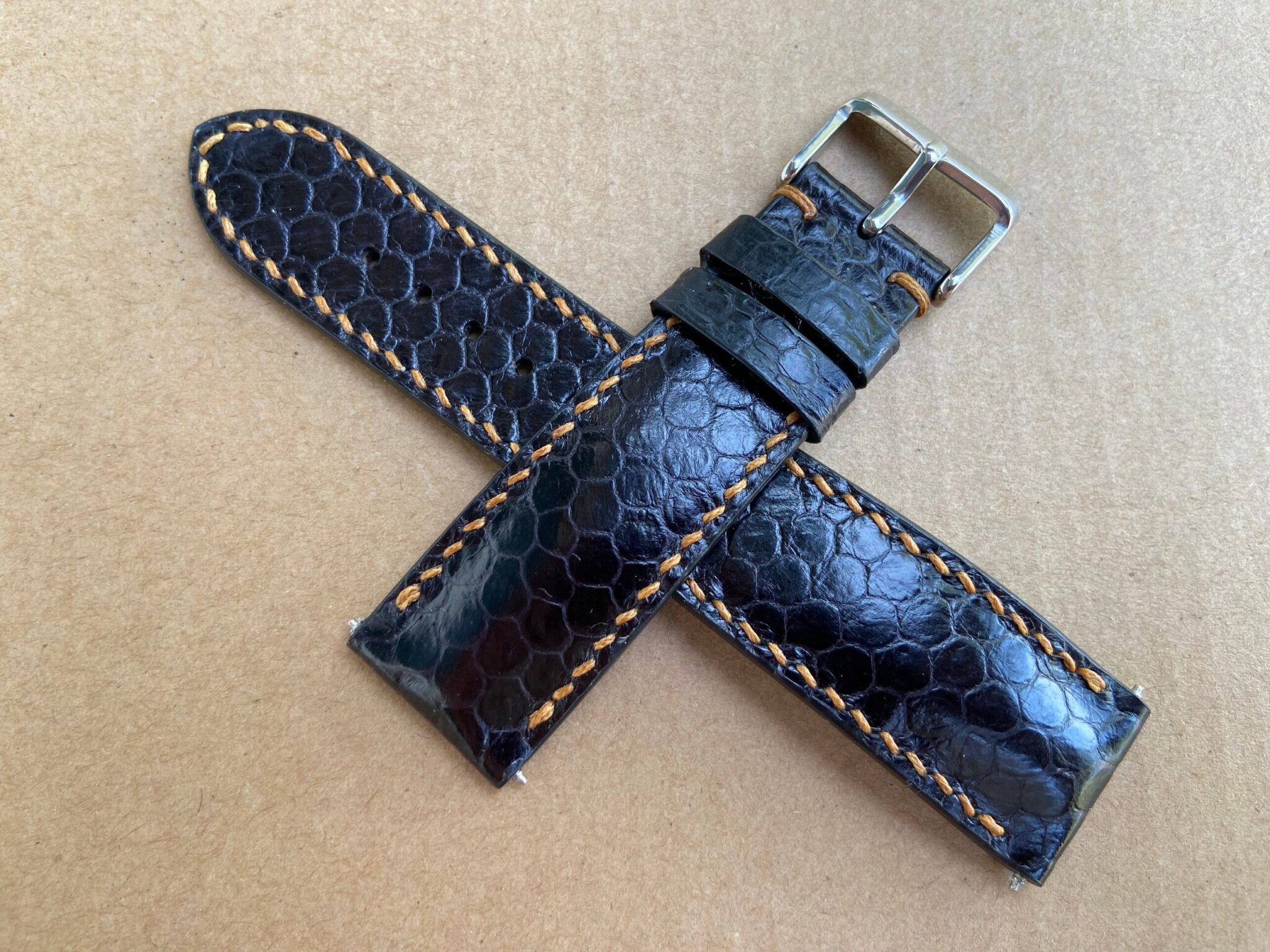 Black Snake Leather Watch Strap 2
