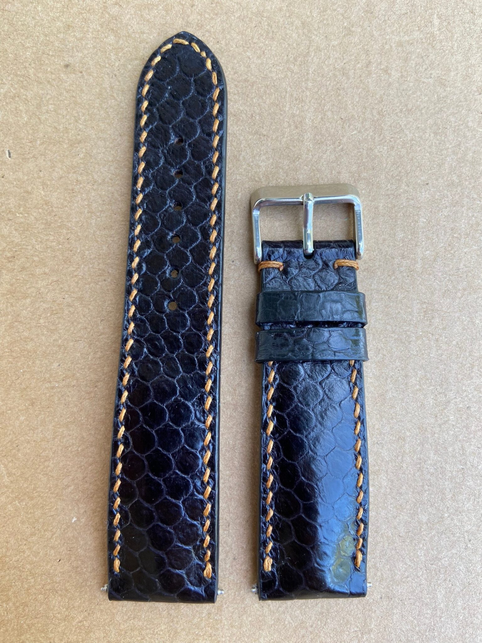 Black Snake Leather Watch Strap 3