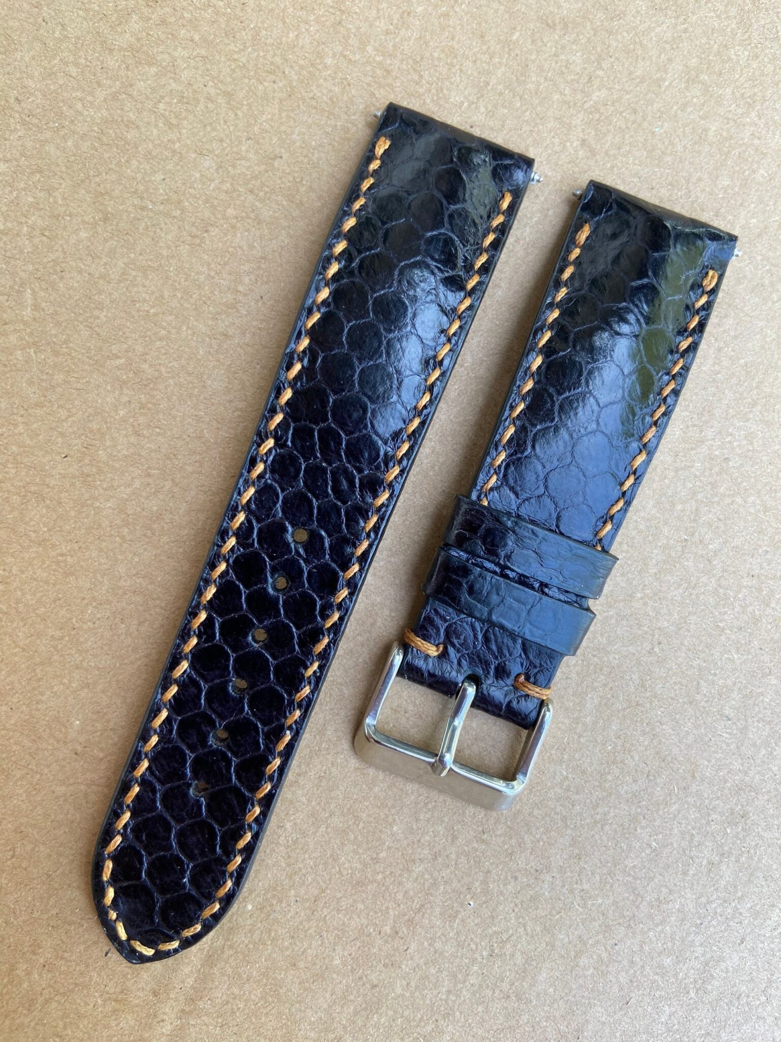 Black Snake Leather Watch Strap 4
