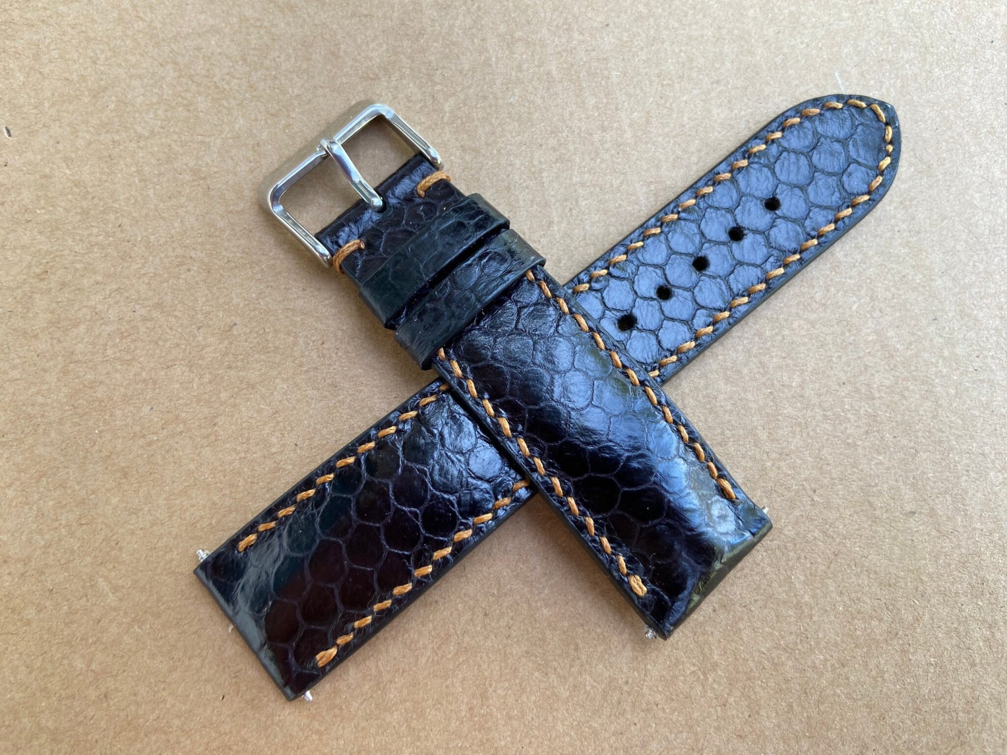 Black Snake Leather Watch Strap 5
