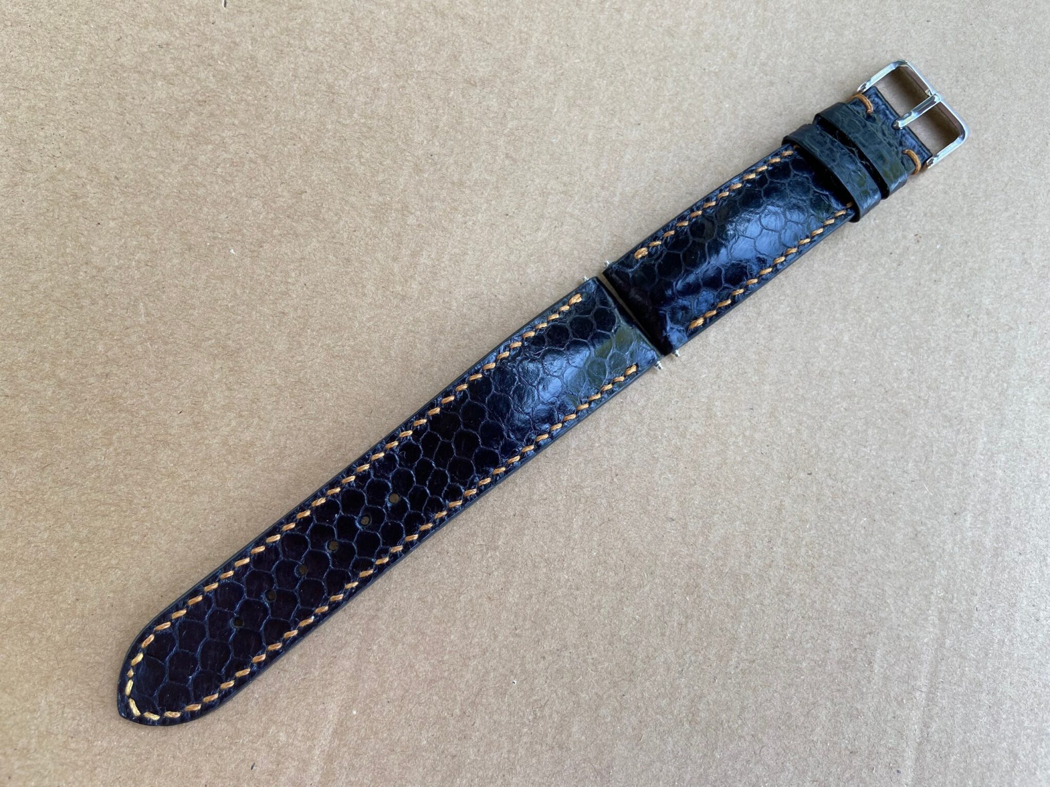 Black Snake Leather Watch Strap 6