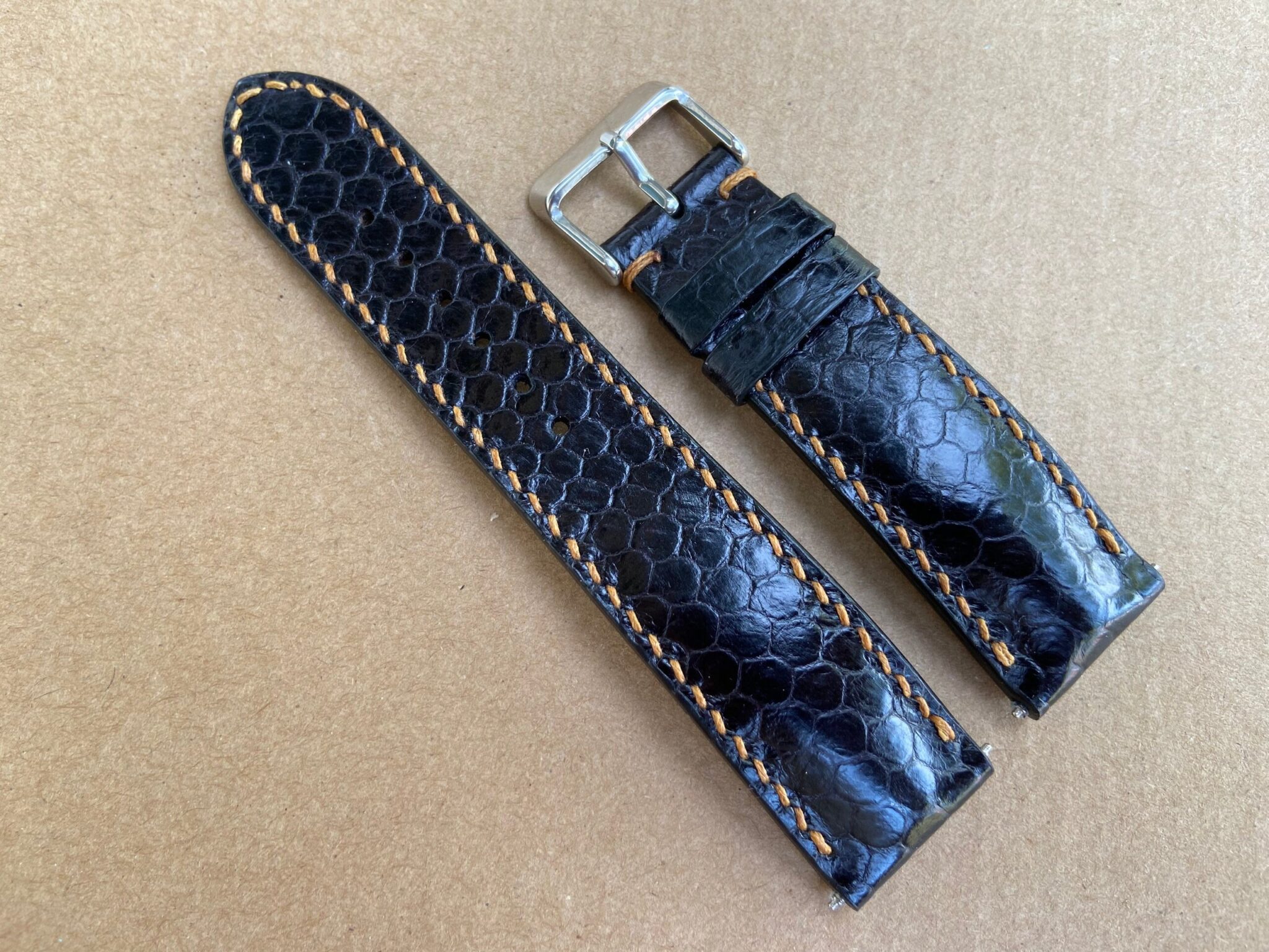 Black Snake Leather Watch Strap 7