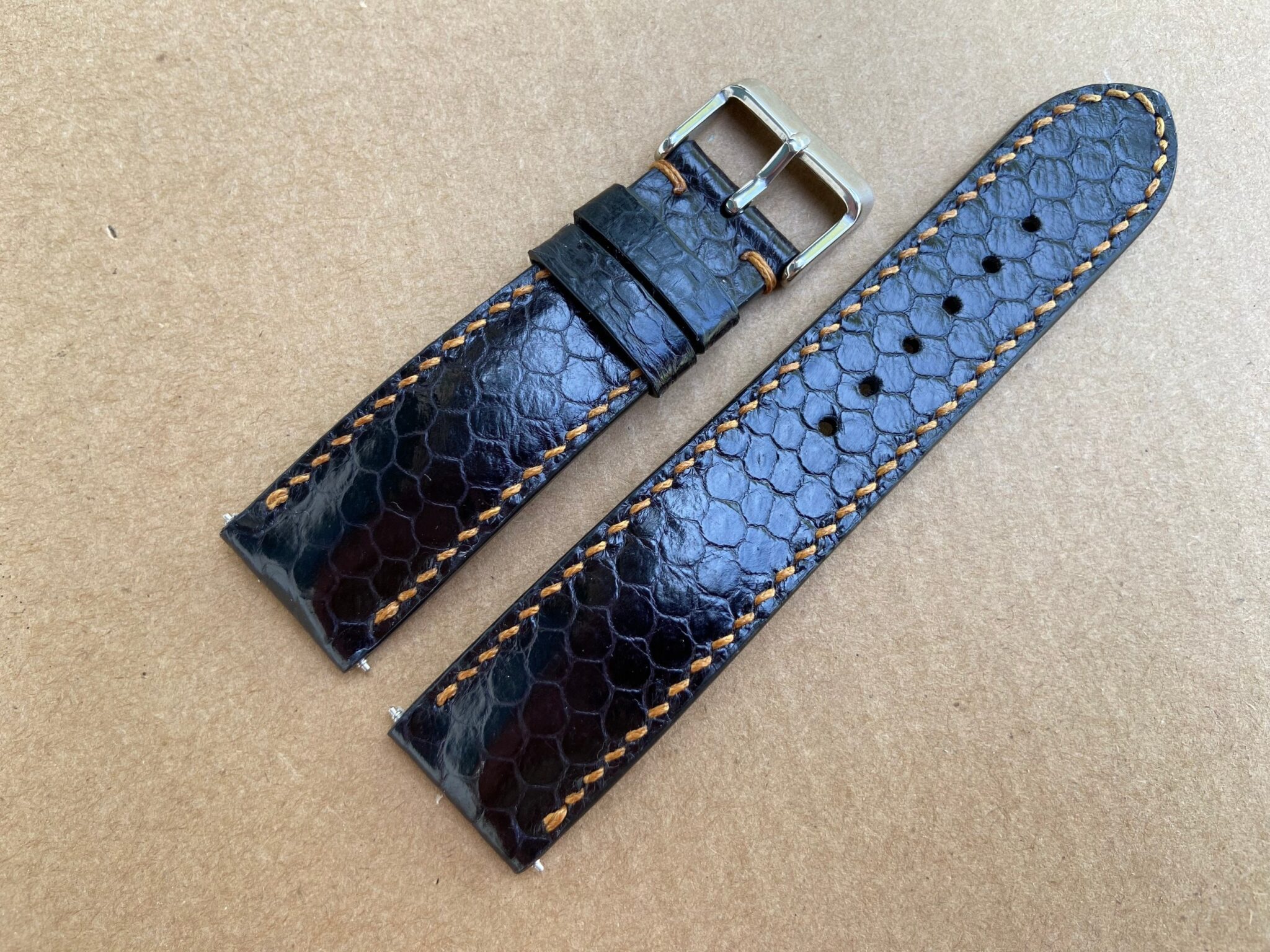 Black Snake Leather Watch Strap 8