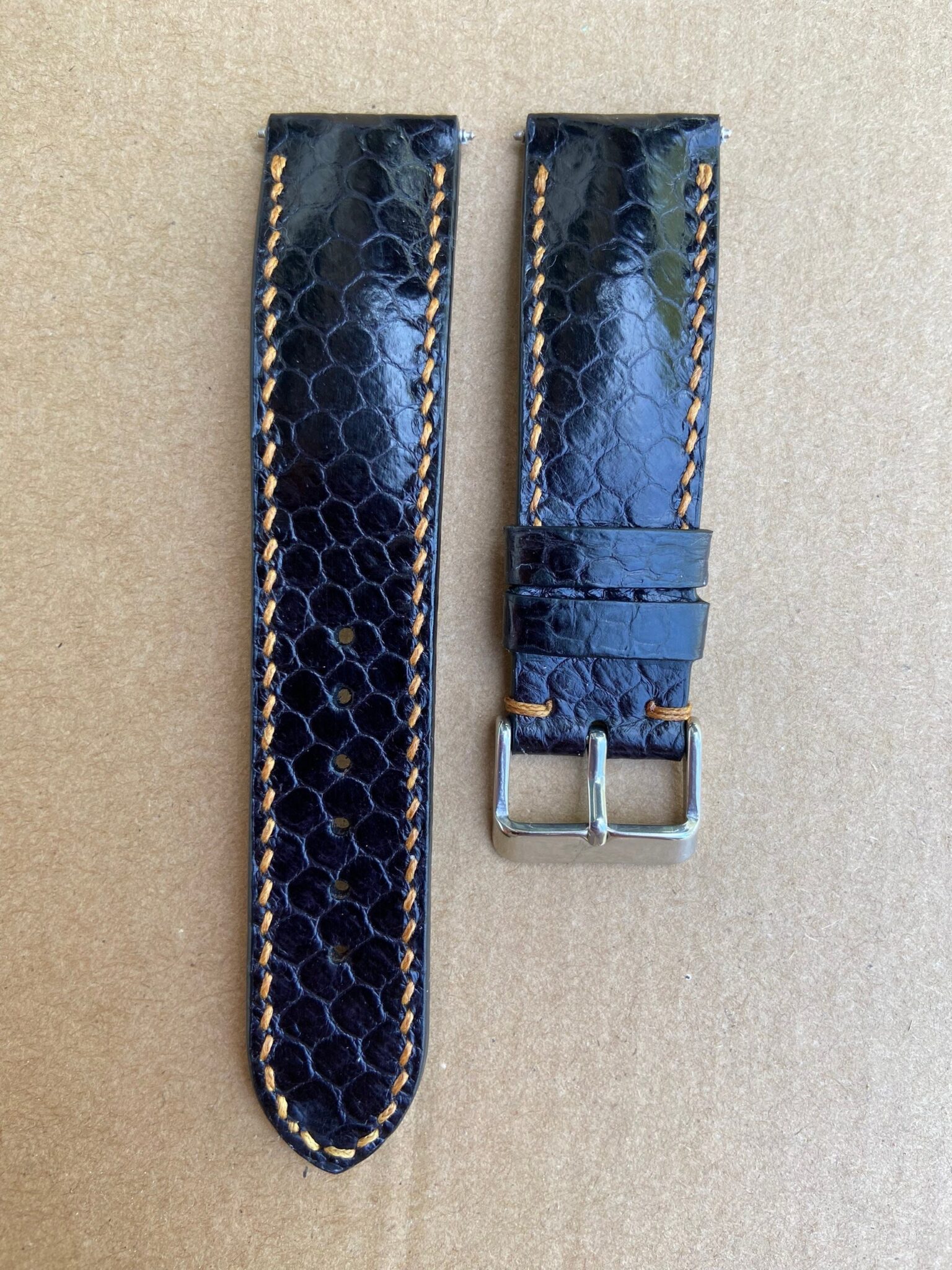 Black Snake Leather Watch Strap 9