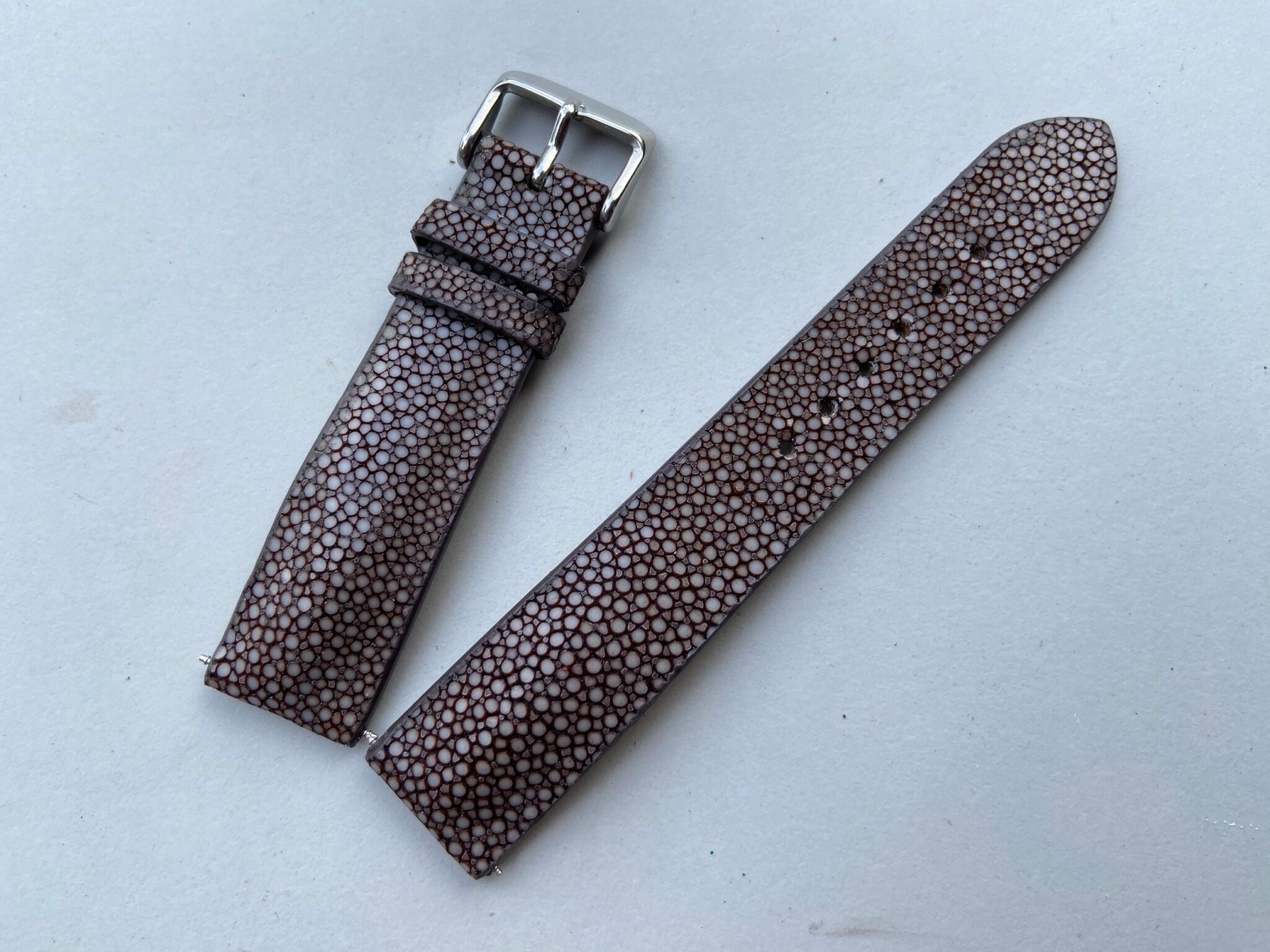 Brown Stingray leather watch strap 1