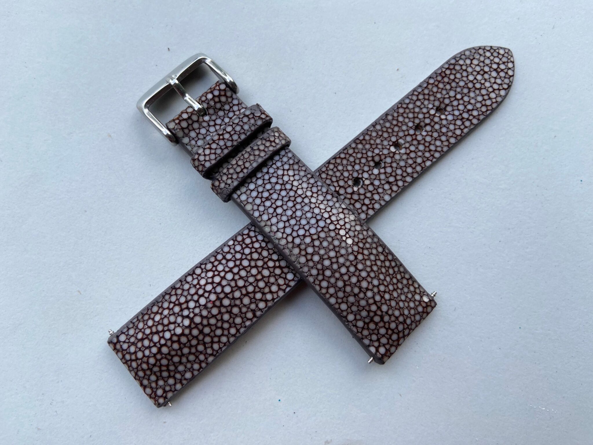 Brown Stingray leather watch strap 4