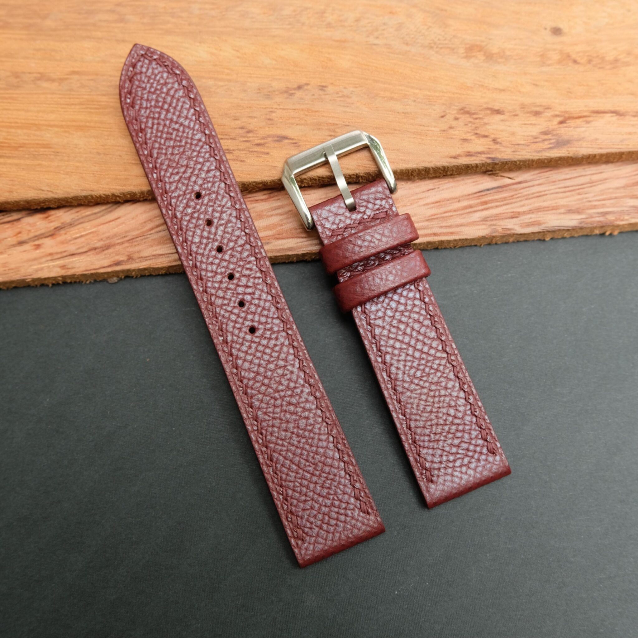 Burgundy Epsom Leather Watch Strap (1)