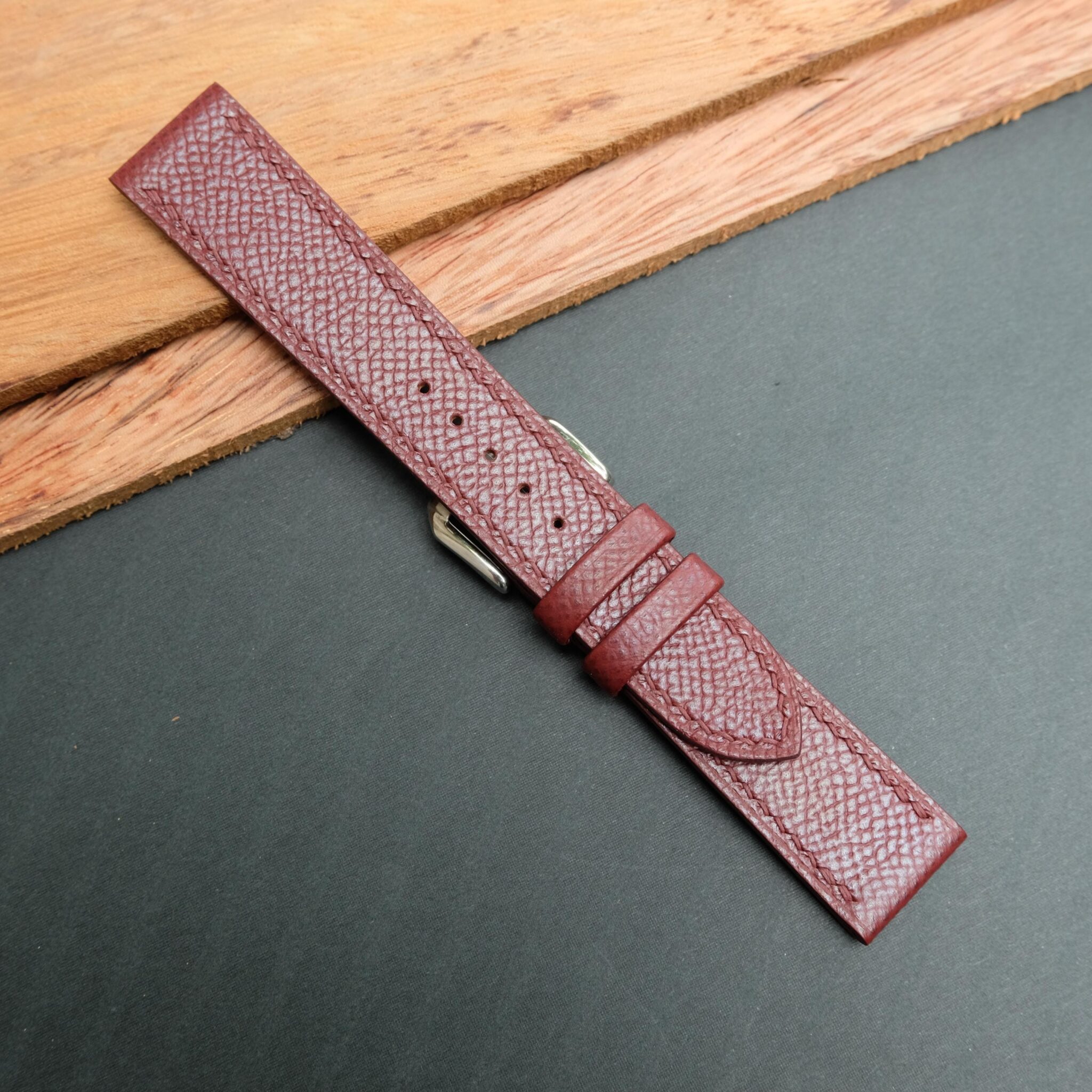 Burgundy Epsom Leather Watch Strap 3