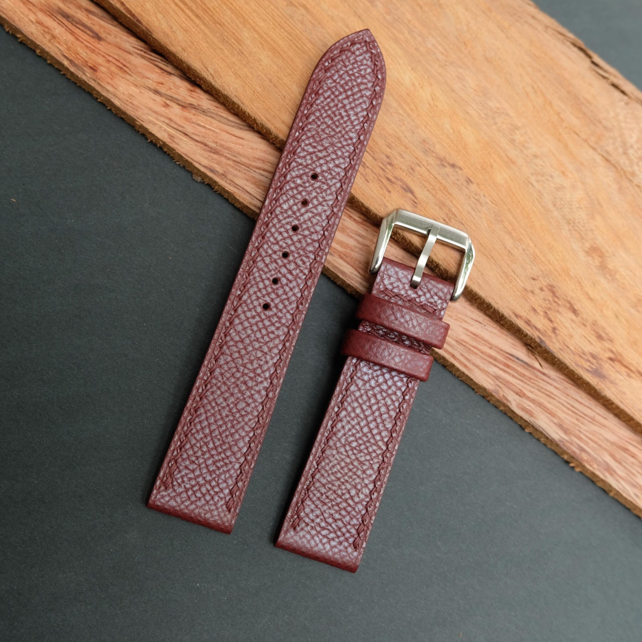 Burgundy Epsom Leather Watch Strap 4