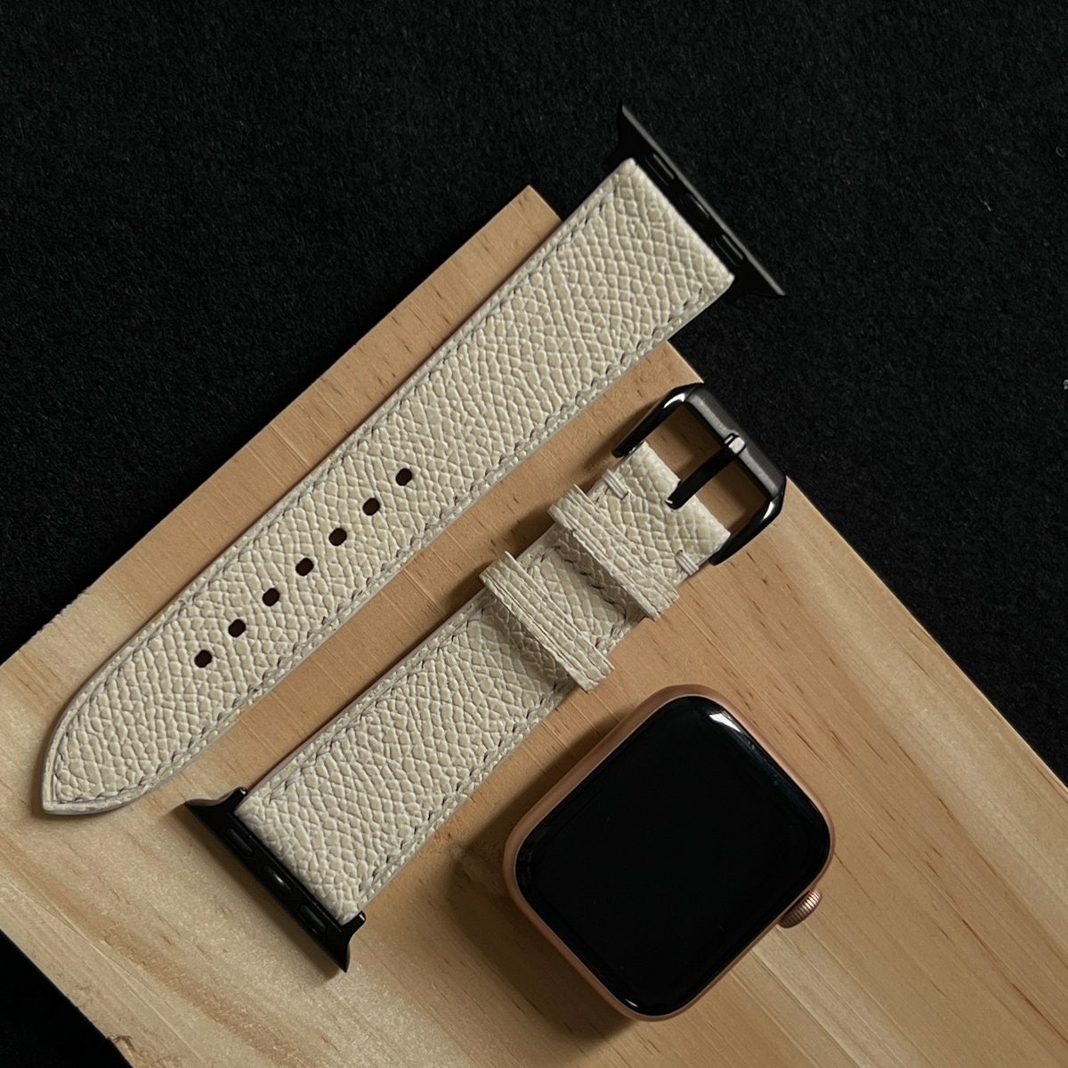 Cream Apple Epsom Leather Watch Band 2