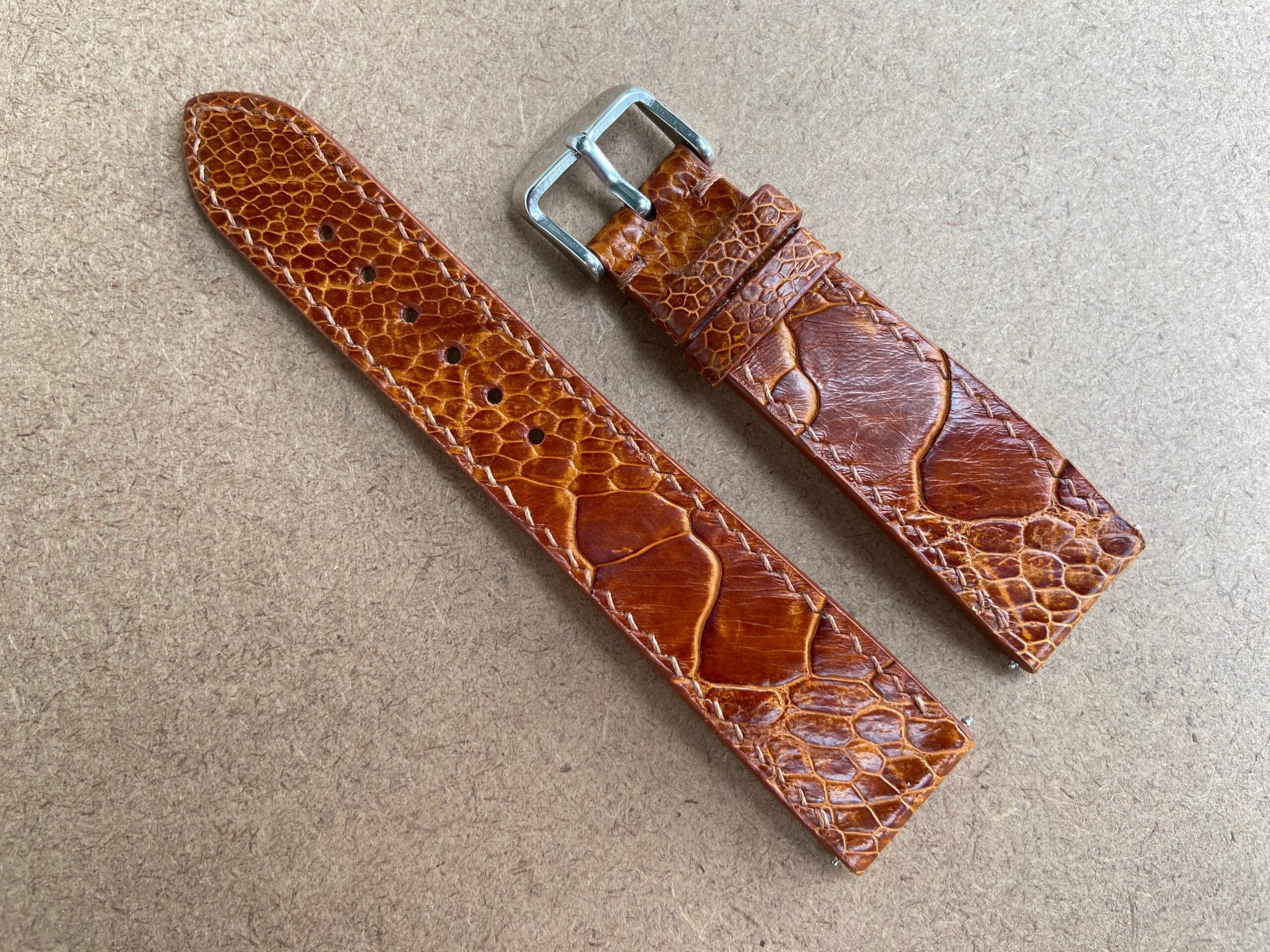 Dark Brown Leg Ostrich leather