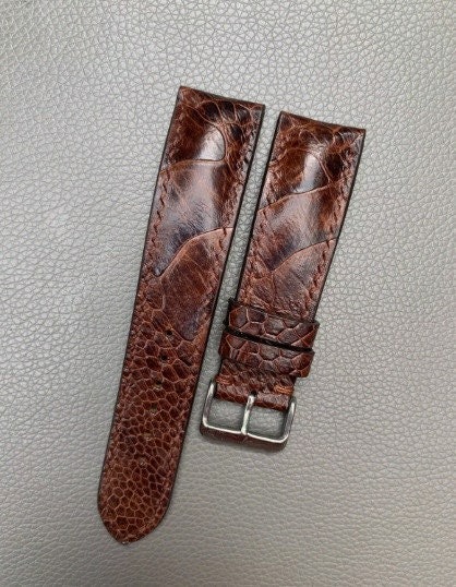 Dark Brown Ostirch Leg Leather Watch Strap