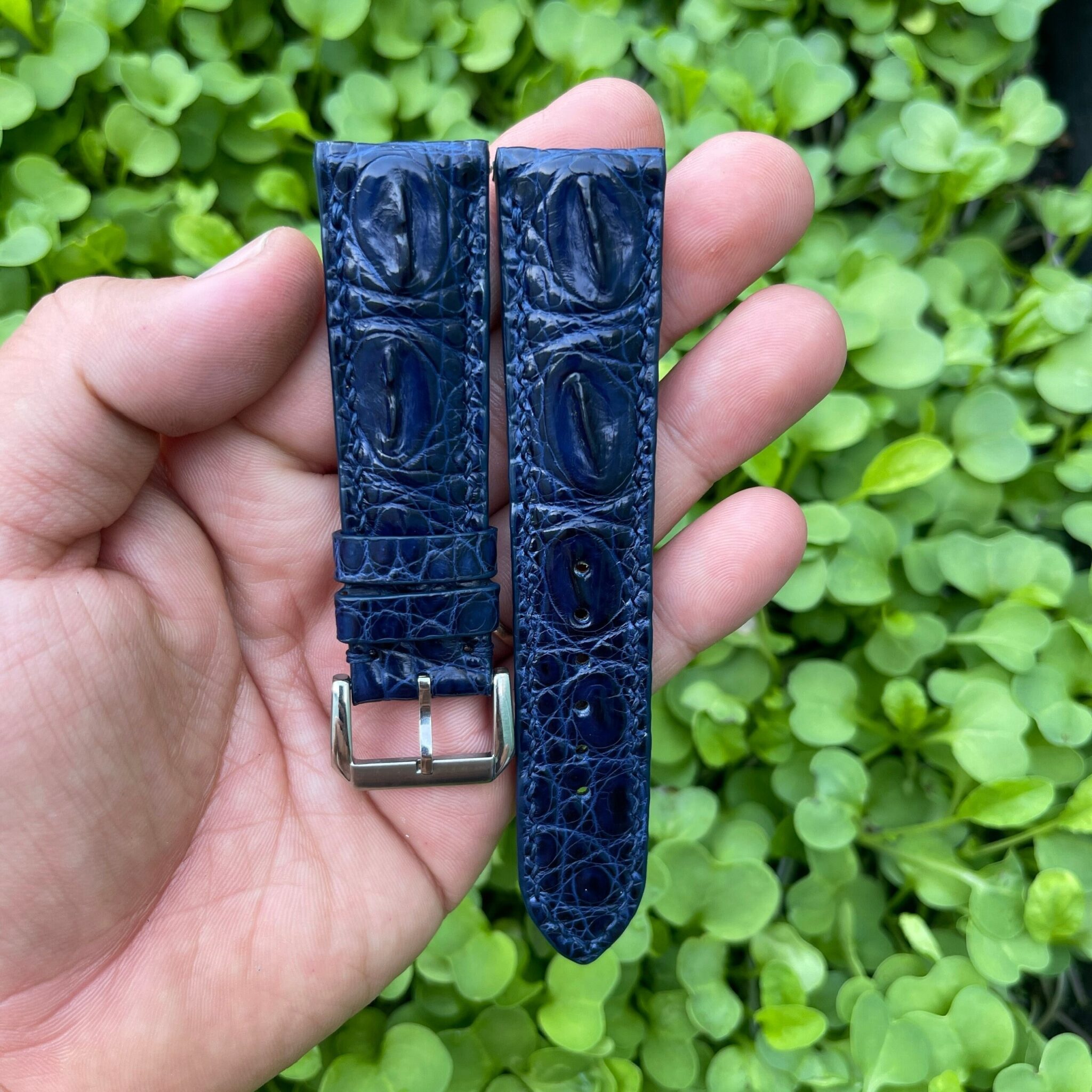 Blue Hornback Alligator Leather Watch Strap