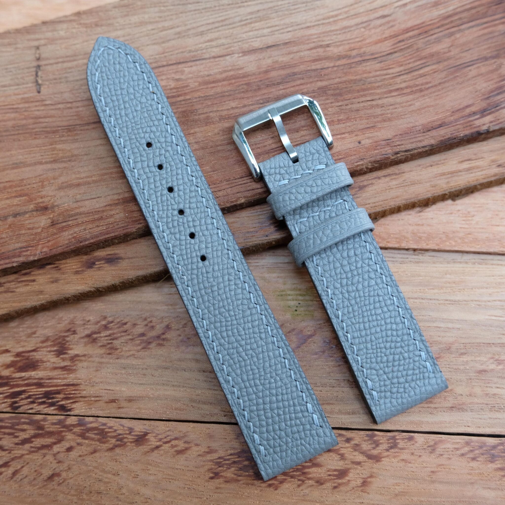 Grey Epsom Leather Watch Strap