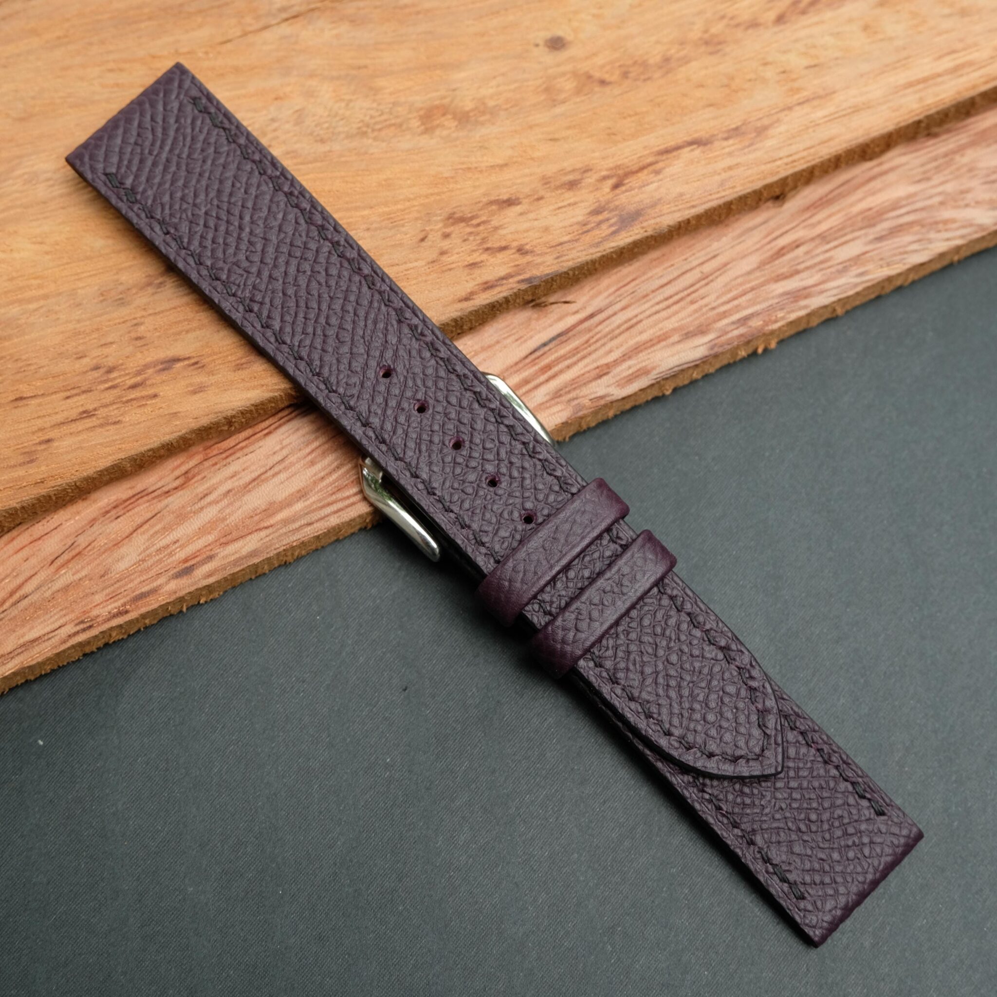 Purple Epsom leather watch strap 1