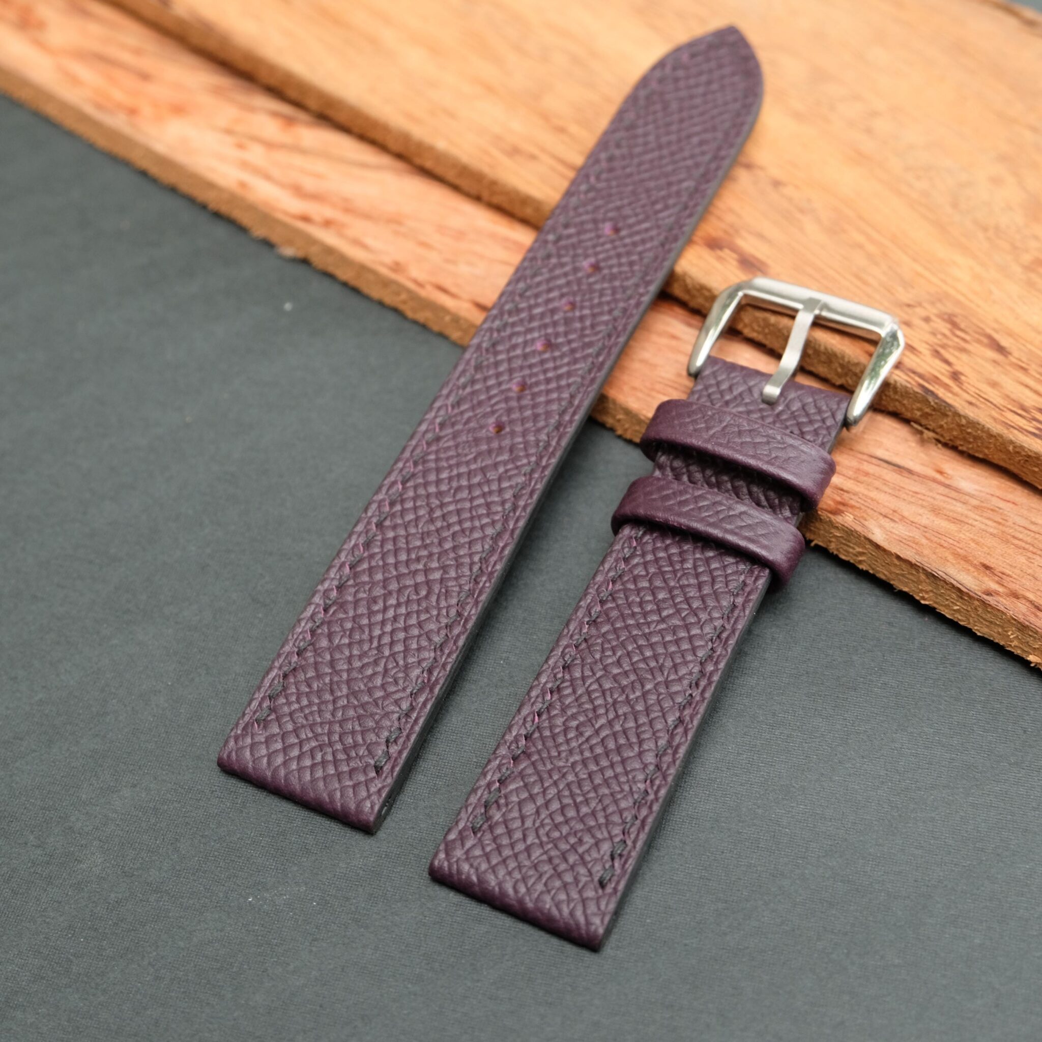 Purple Epsom leather watch strap 4