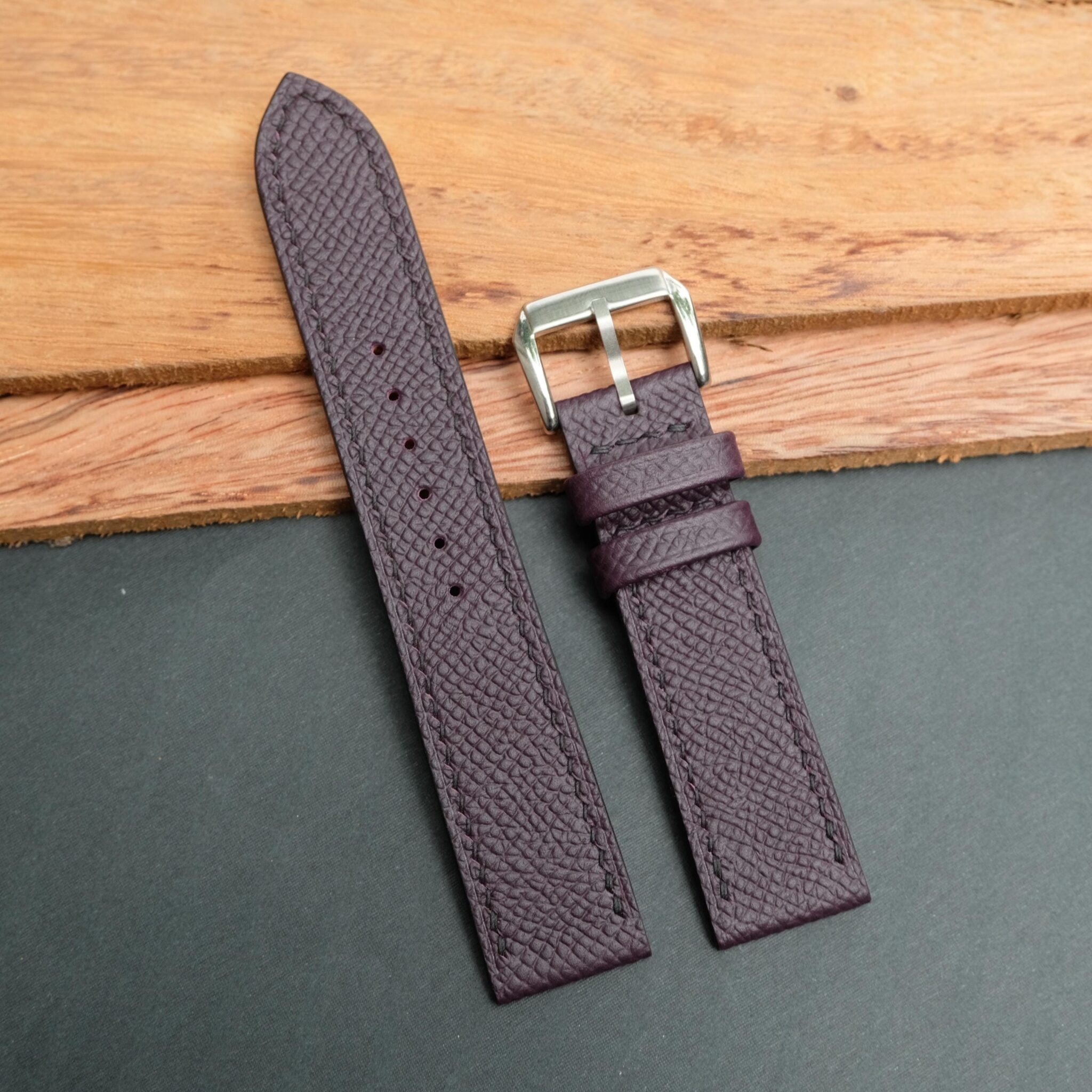 Purple Epsom leather watch strap (6)