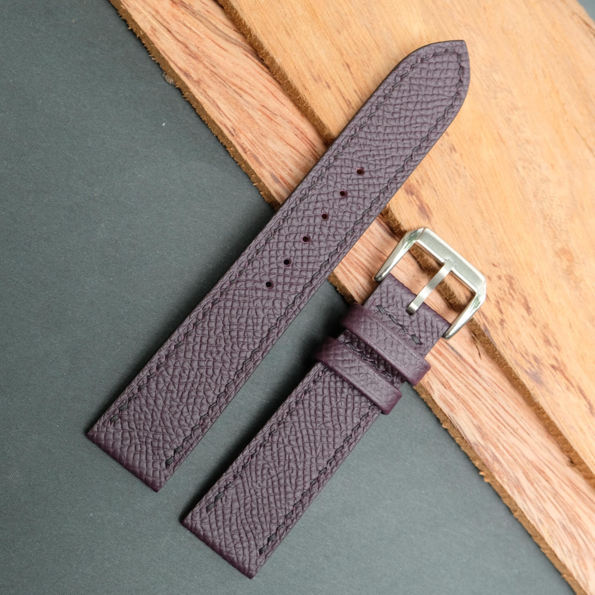 Purple Epsom leather watch strap 7