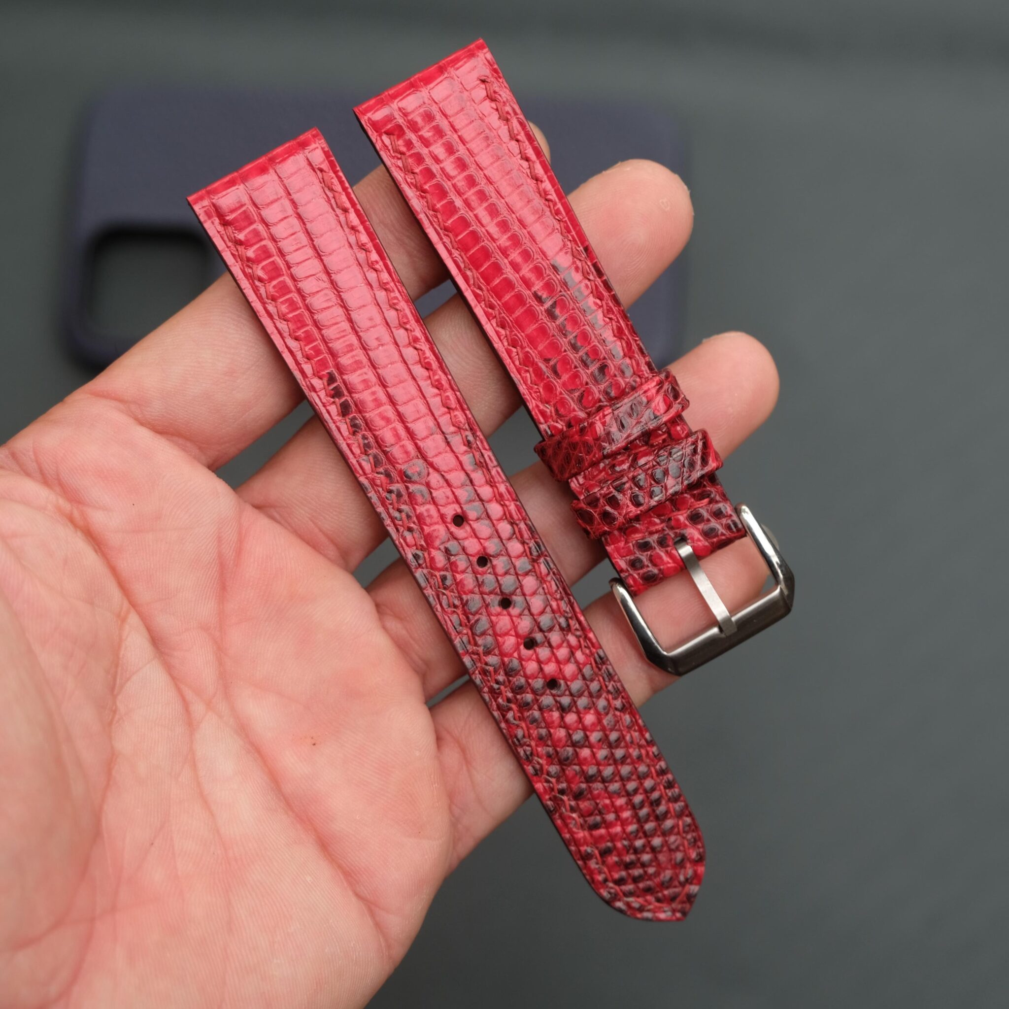 Red Lizard Leather Watch Strap 1