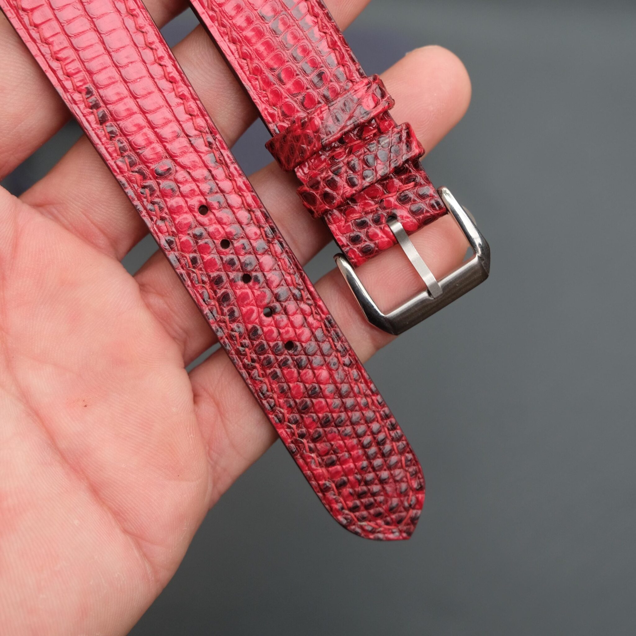 Red Lizard Leather Watch Strap 3