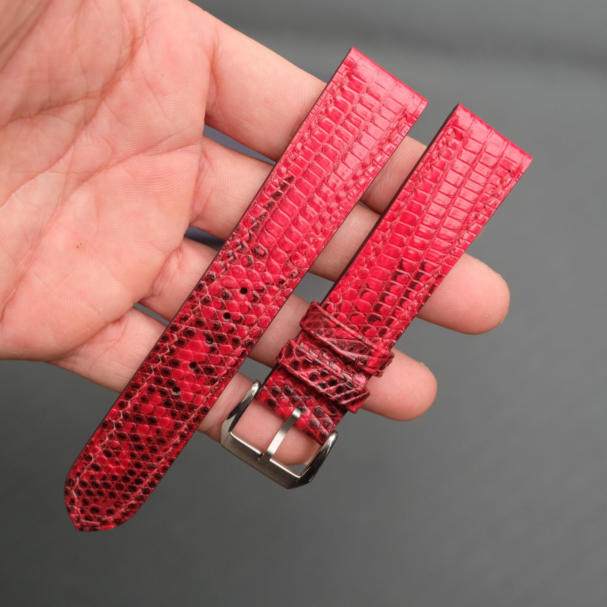 Red Lizard Leather Watch Strap 4