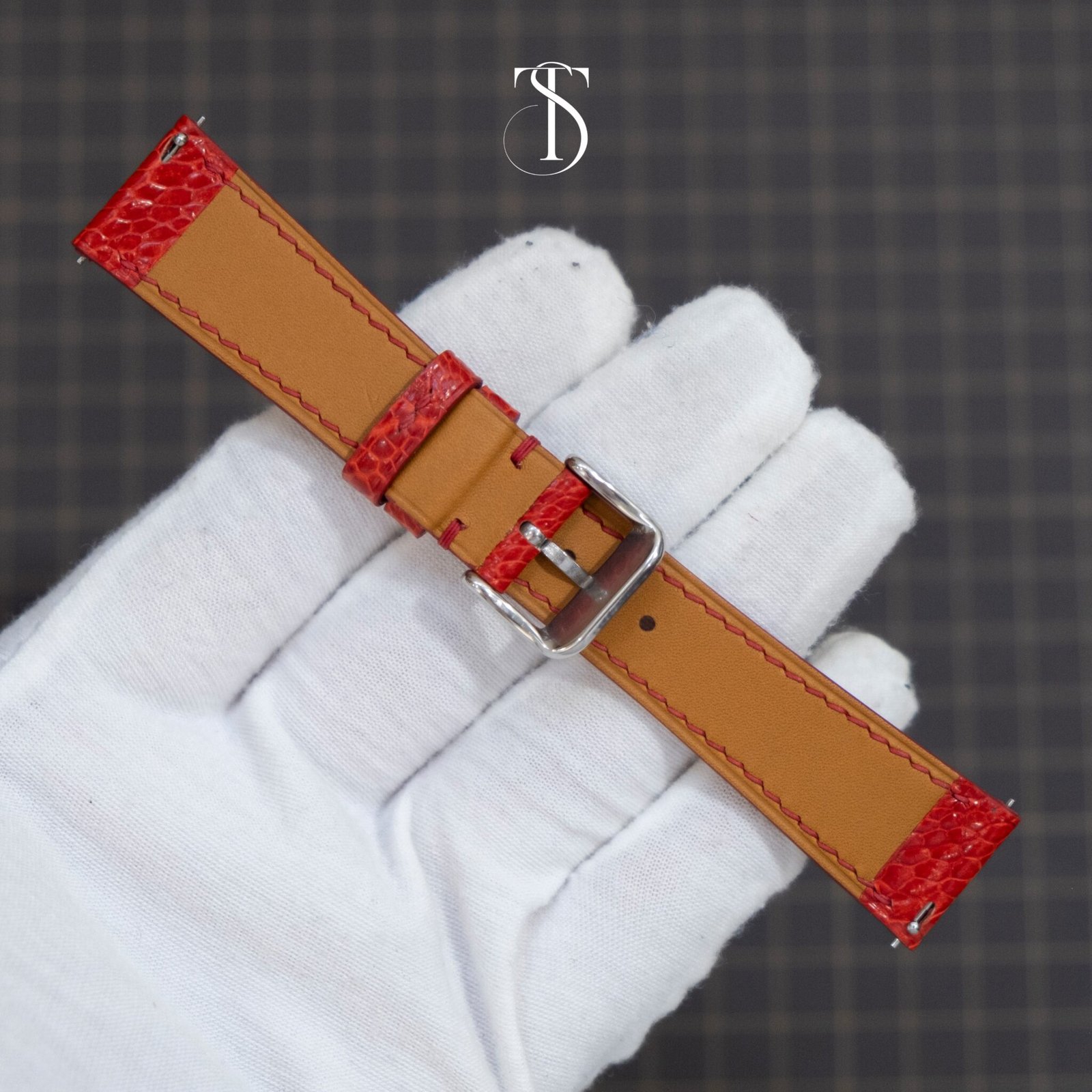 Red Ostrich Watch STrap 1