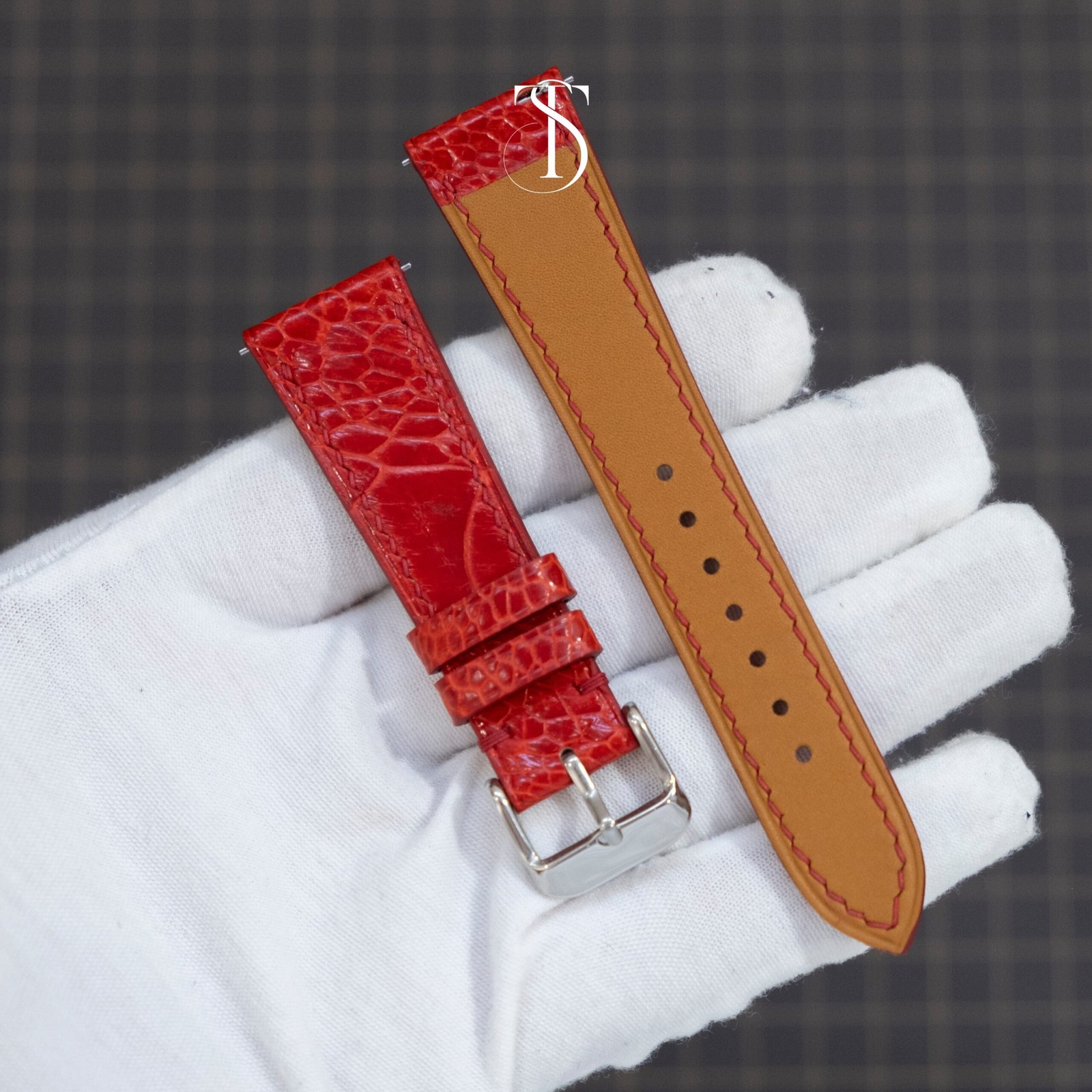 Red Leg Ostrich Leg Watch Strap - Image 2