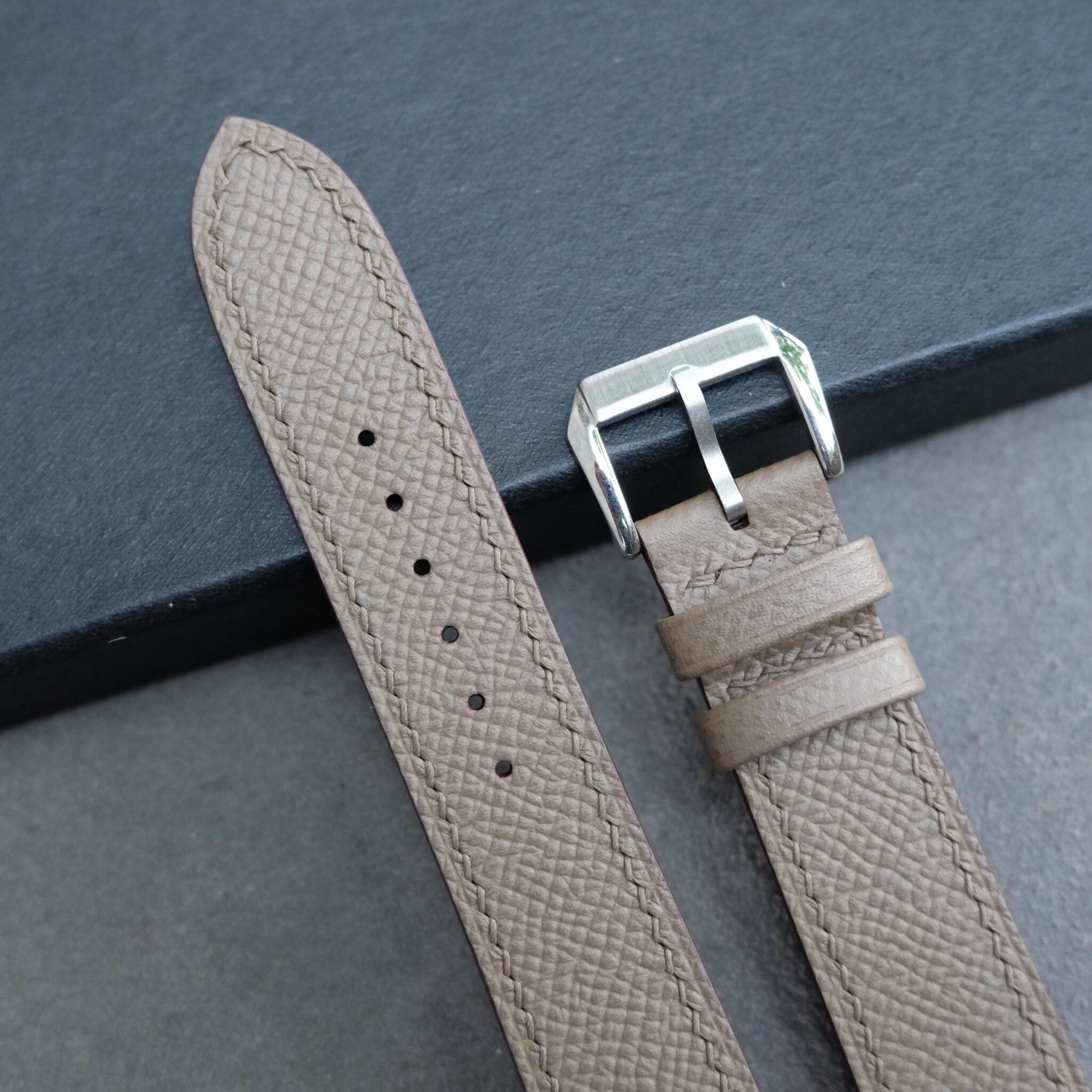 Taupe Epsom leather watch strap 1
