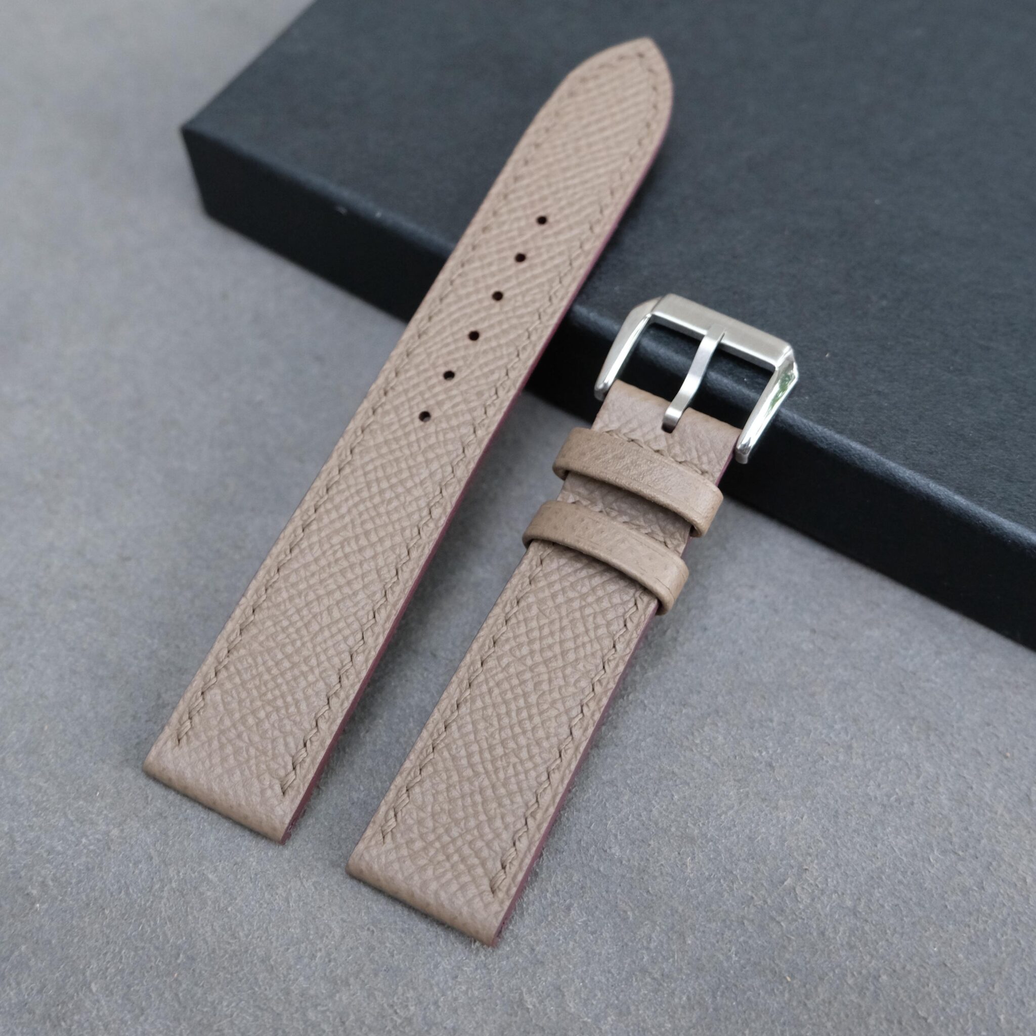 Taupe Epsom leather watch strap 2