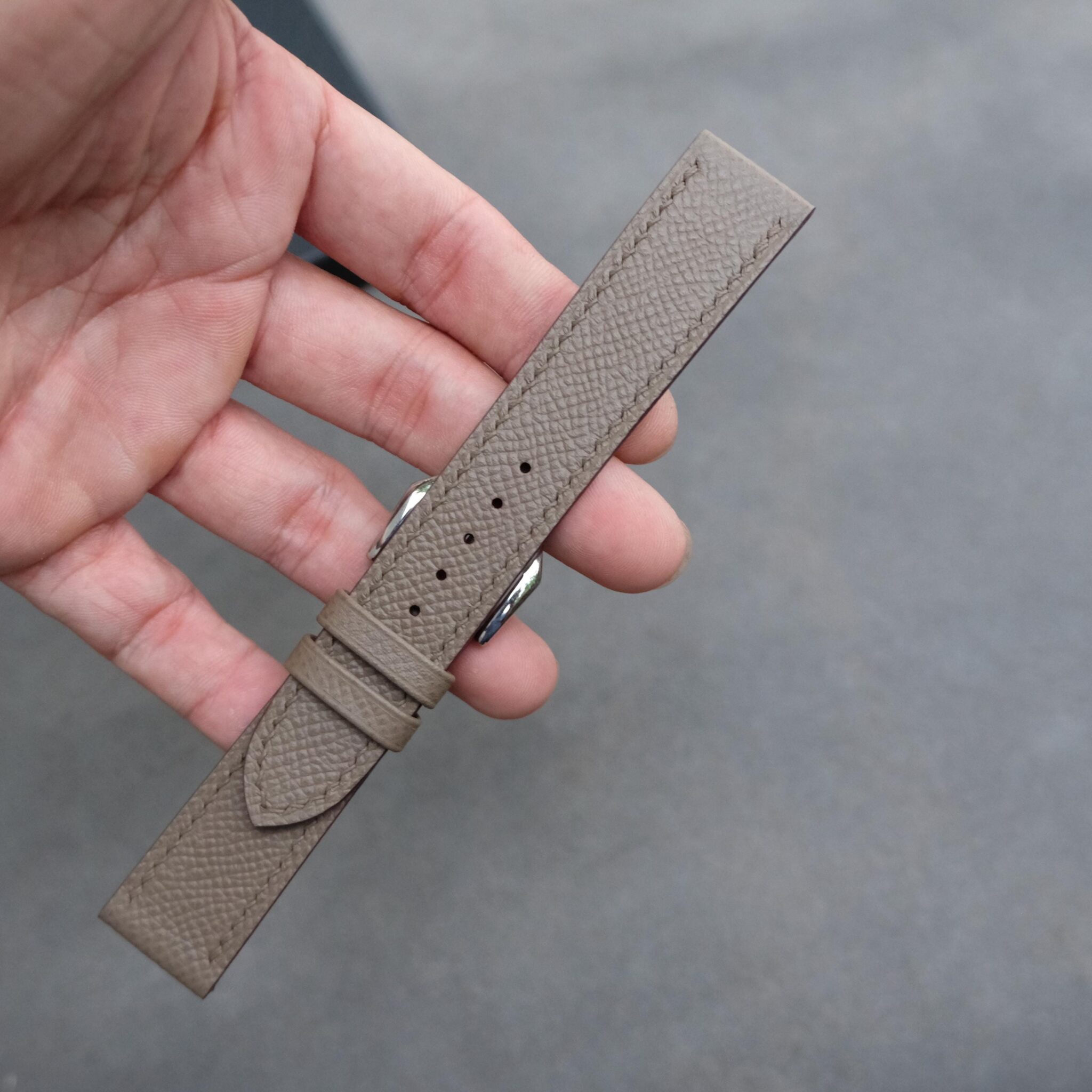 Taupe Epsom leather watch strap 3