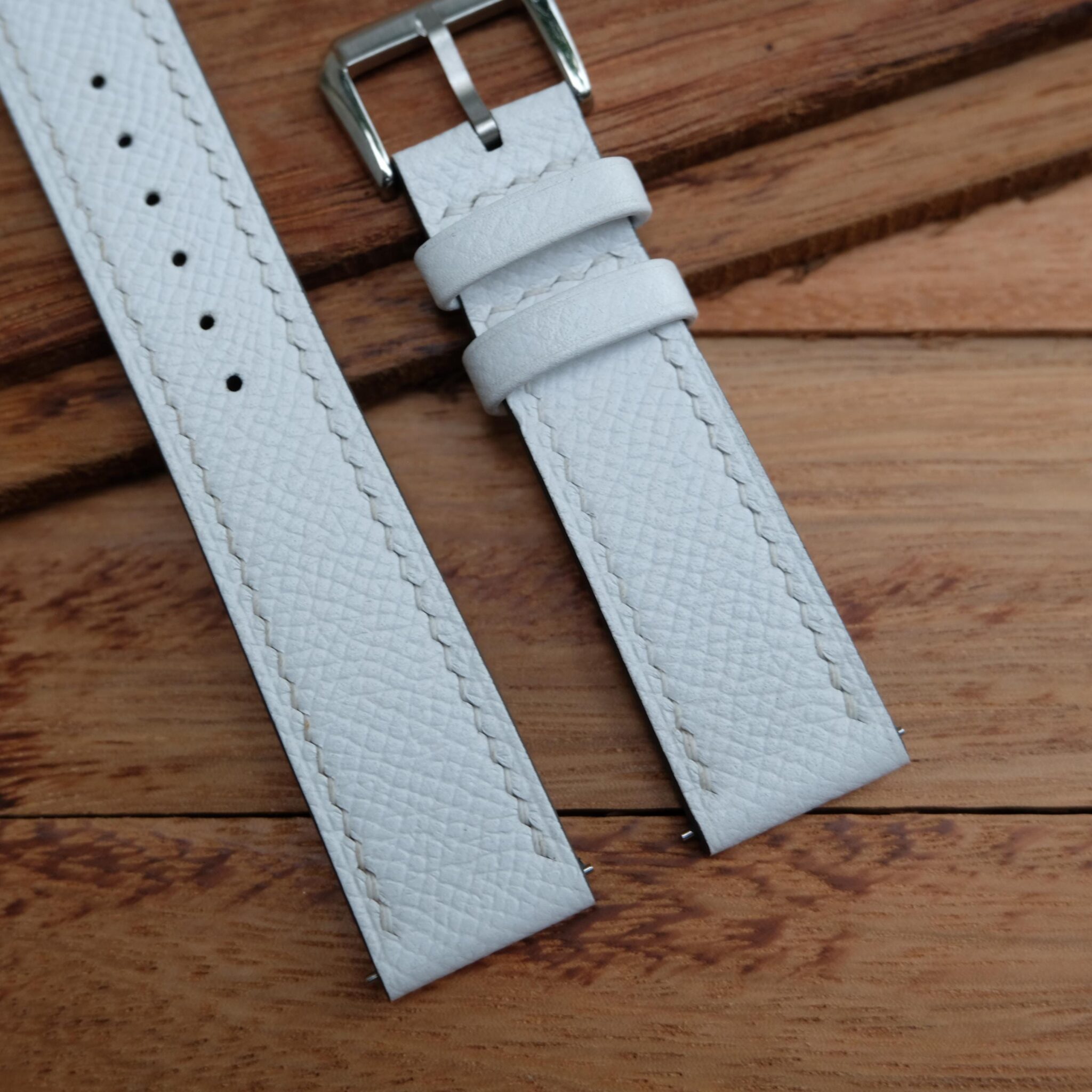 White Epsom Leather Watch Strap 2