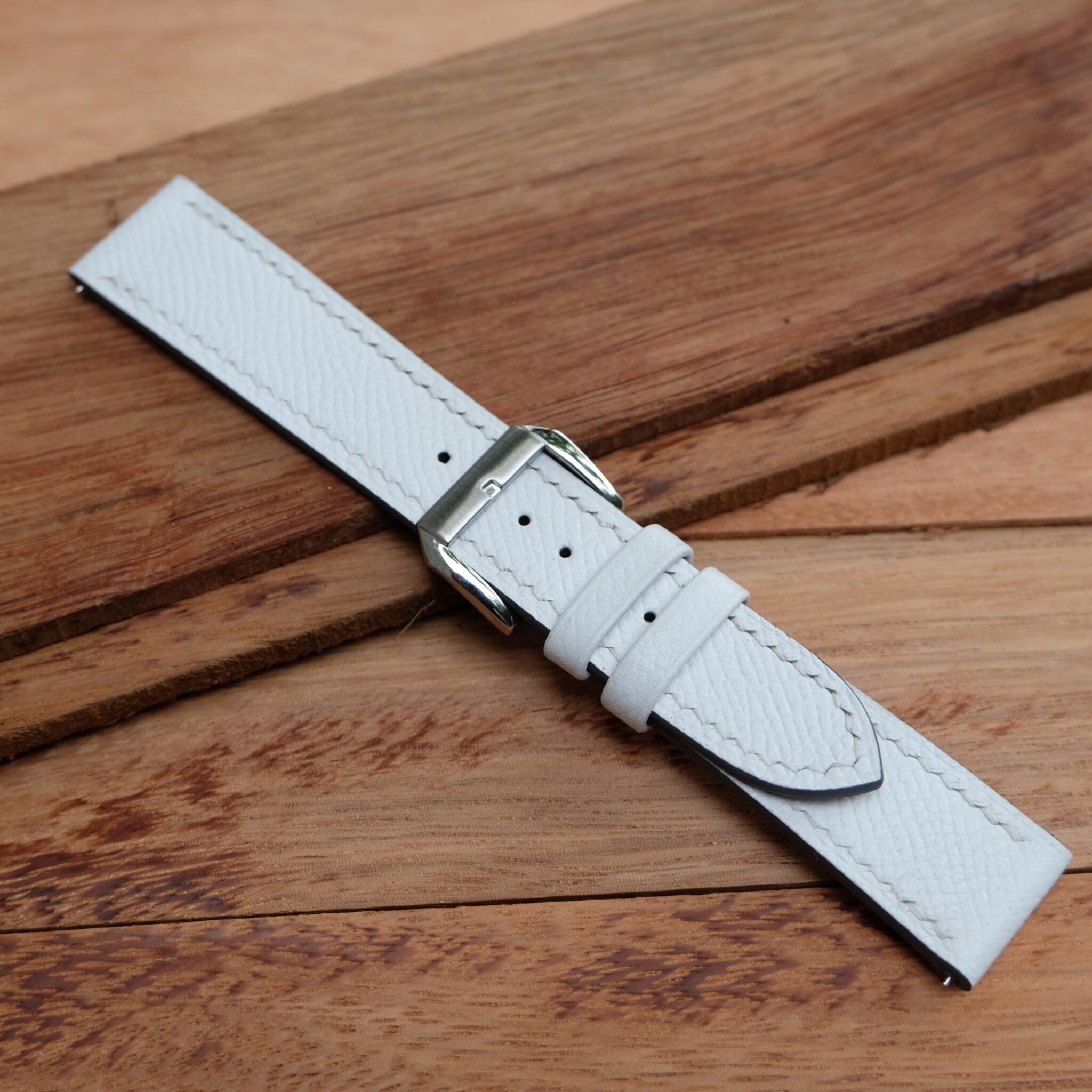 White Epsom Leather Watch Strap 5
