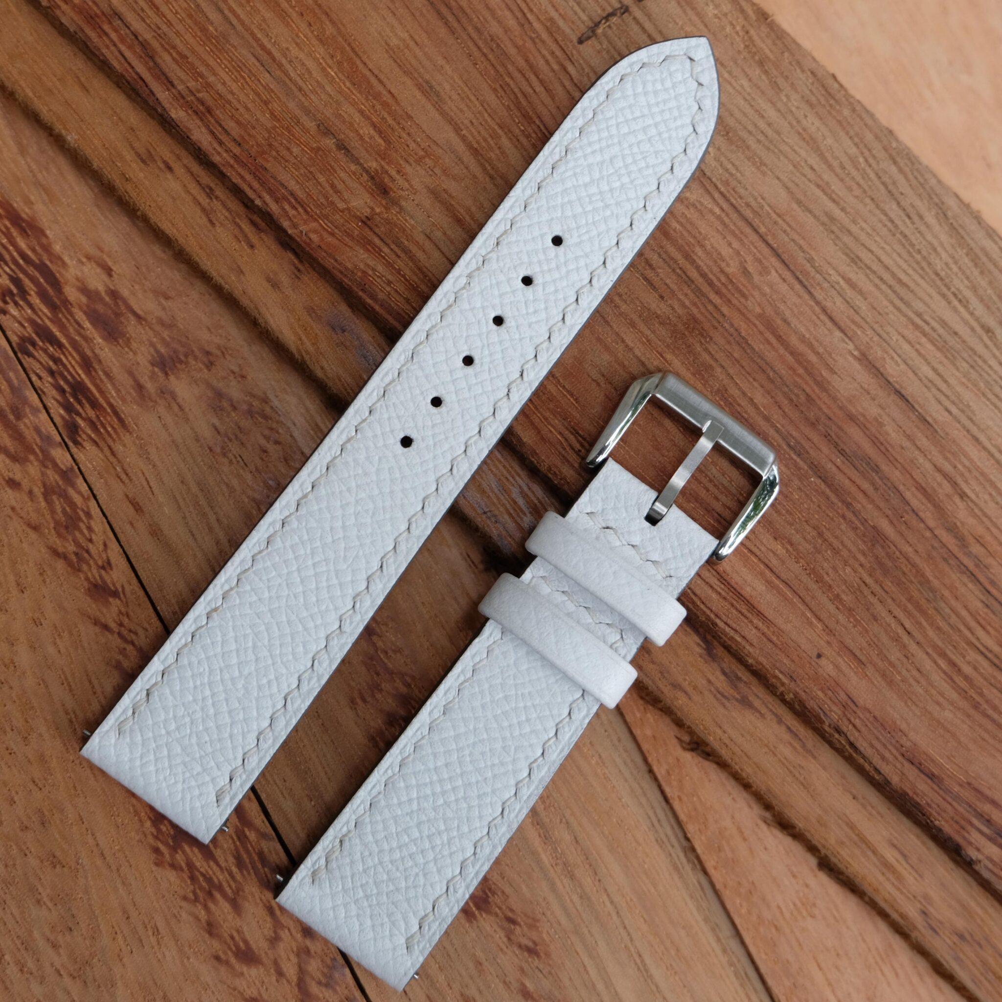 White Epsom Leather Watch Strap 6