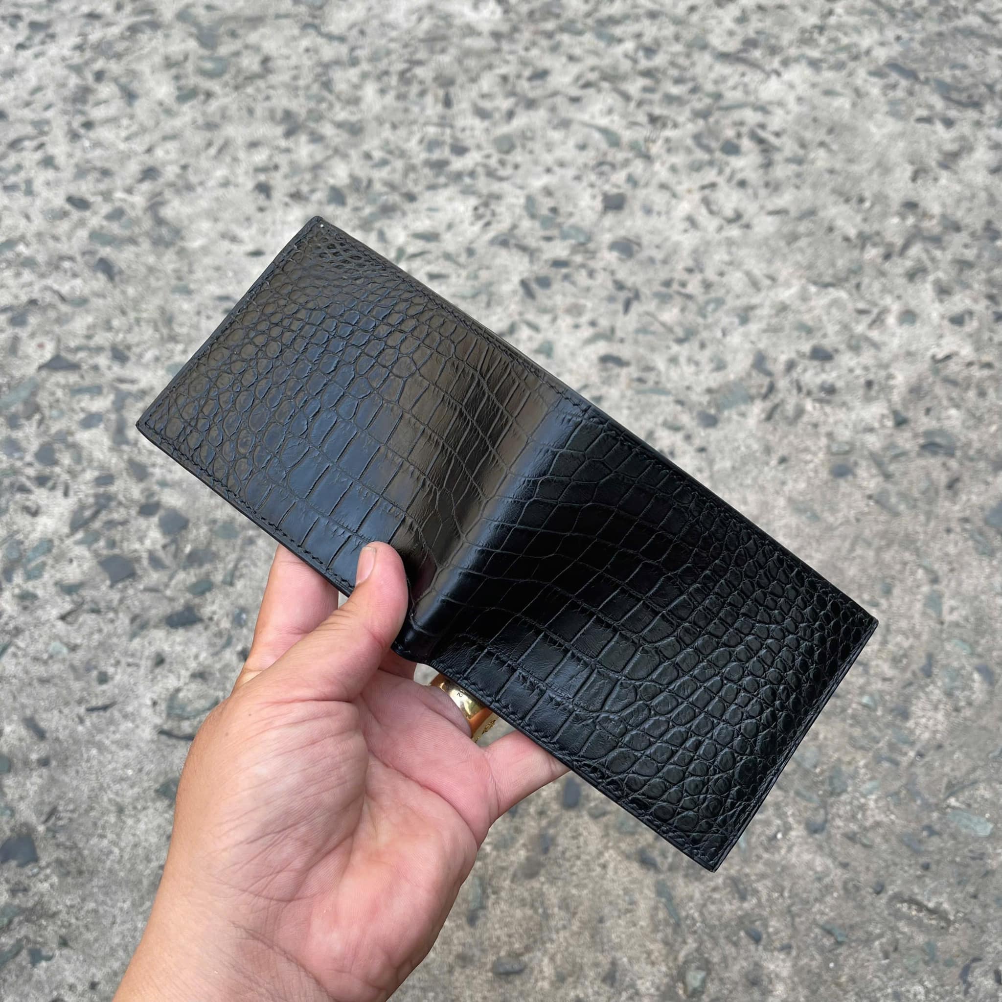 Black Double Side Bifold Alligator Wallet For Men