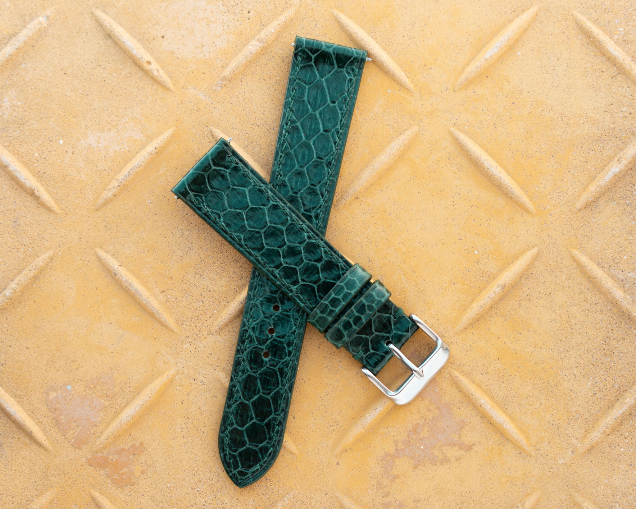 Green Sea Snake Leather Watch Band 2
