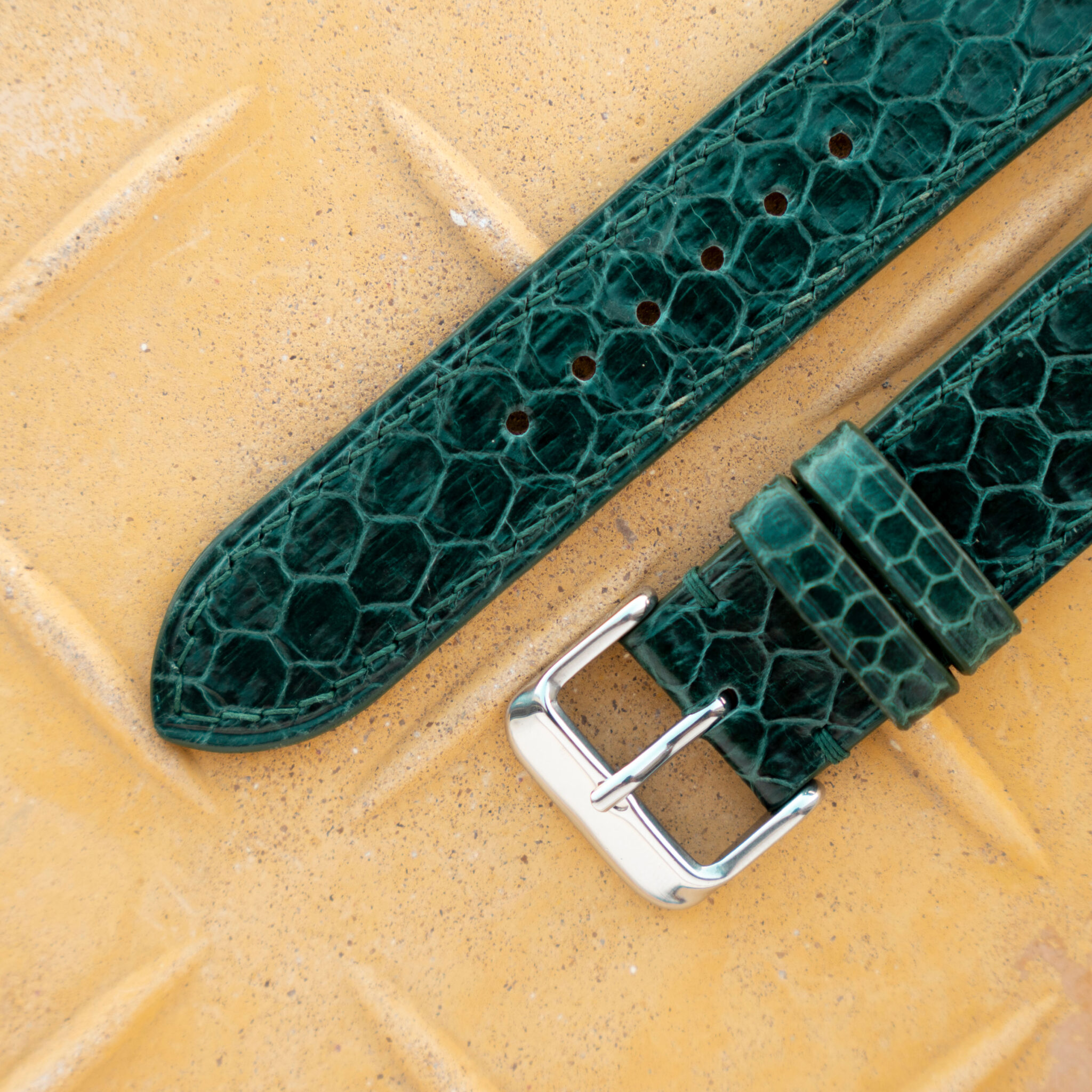 Green Sea Snake Leather Watch Band 5