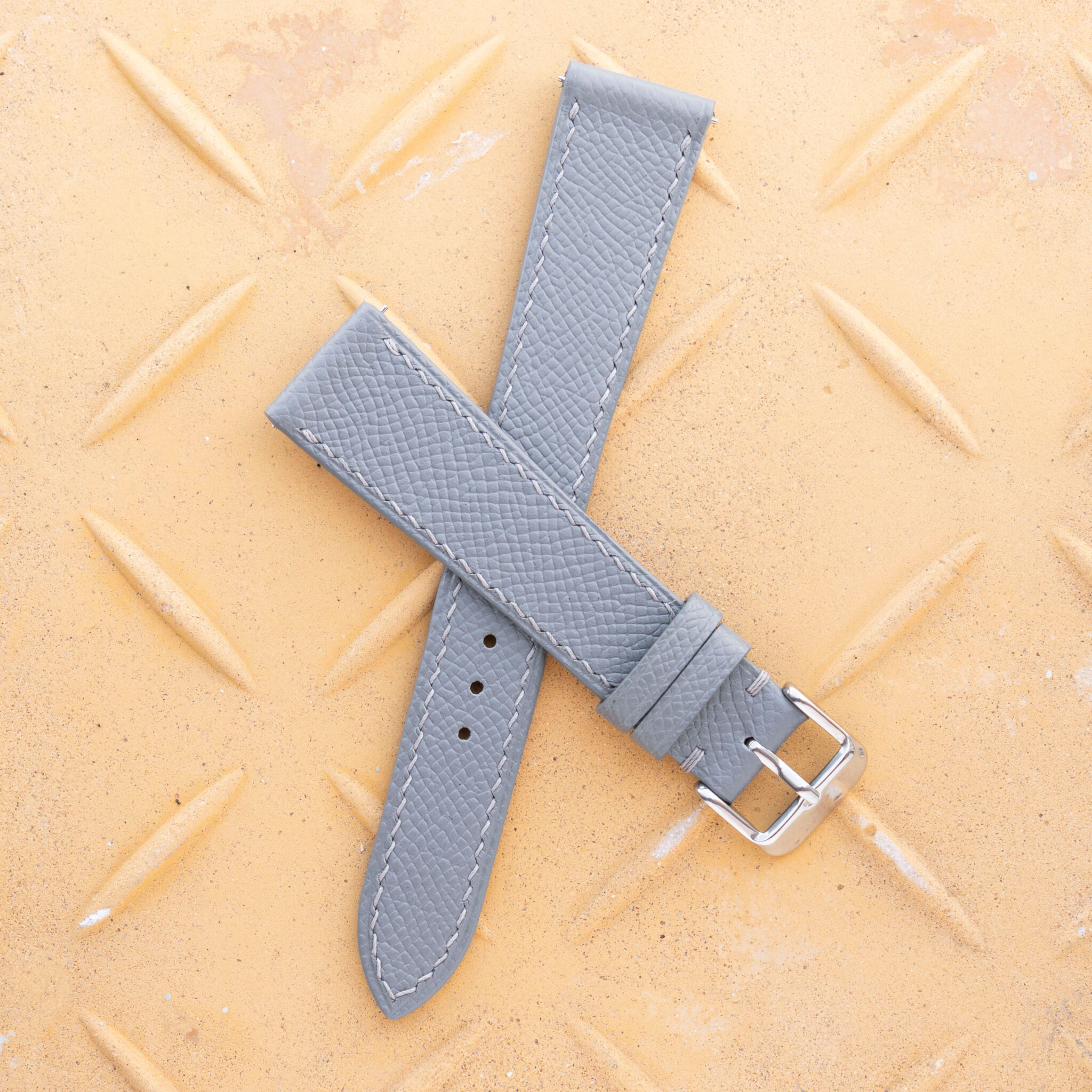 Grey Epsom Leather Watch Band 2