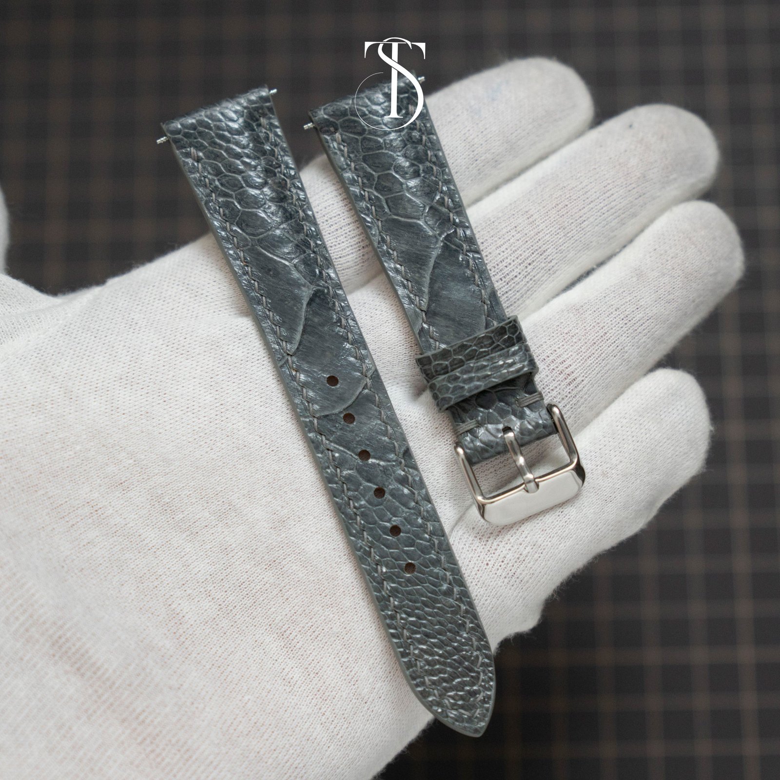 Grey Ostrich Leg Leather Watch Band 14mm 16mm 18mm 19mm 20mm