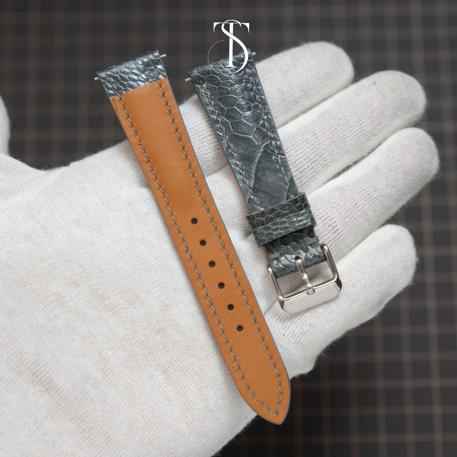 Grey Ostrich Leg Strap 2 Custom