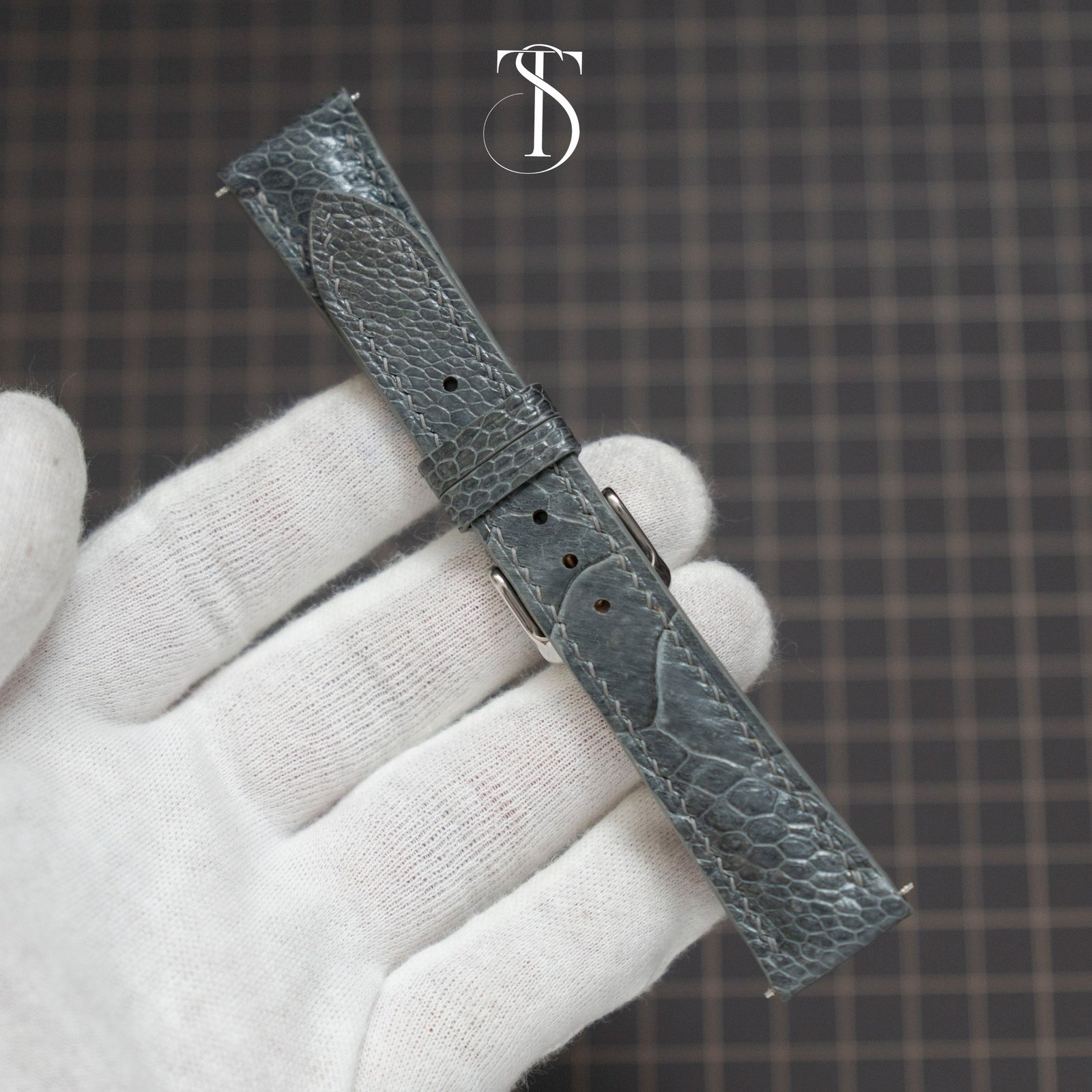 Grey Ostrich Leg Strap 3 Custom