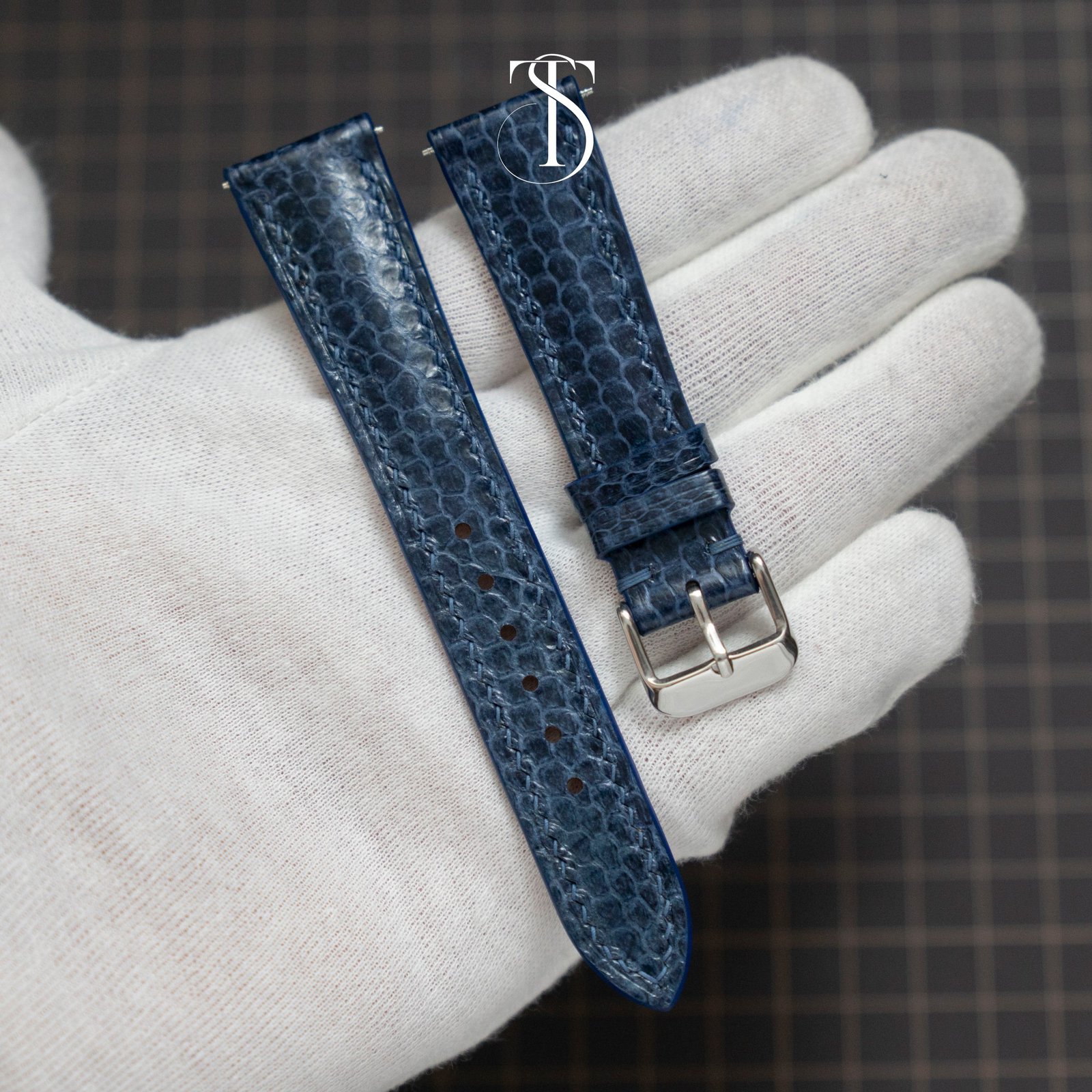 Navy Blue Sea Snake Leather Watch Band