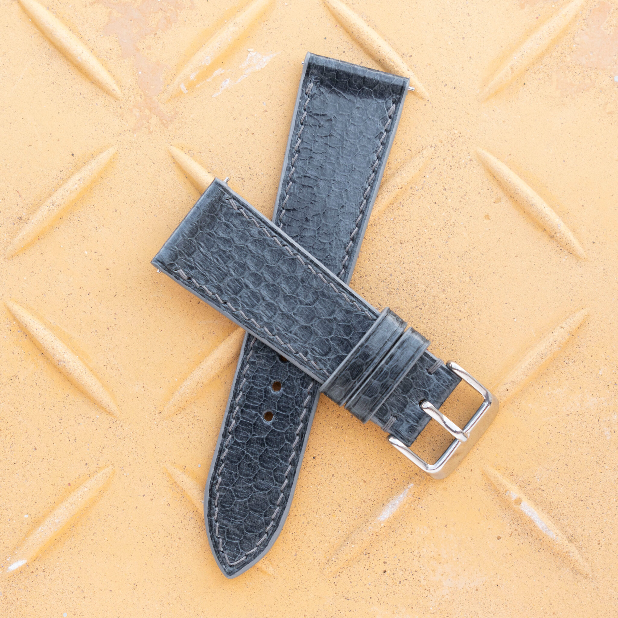 grey flat sea snake leather watch band 2