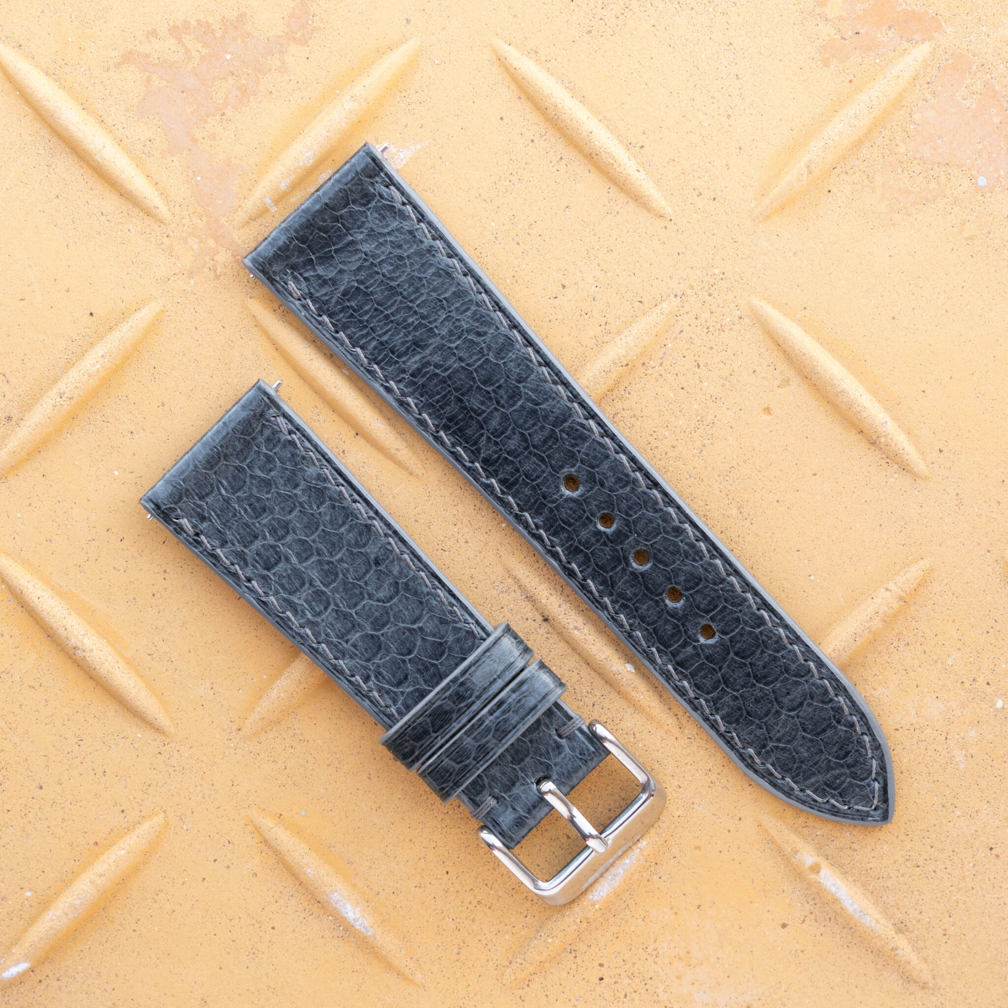 grey flat sea snake leather watch band